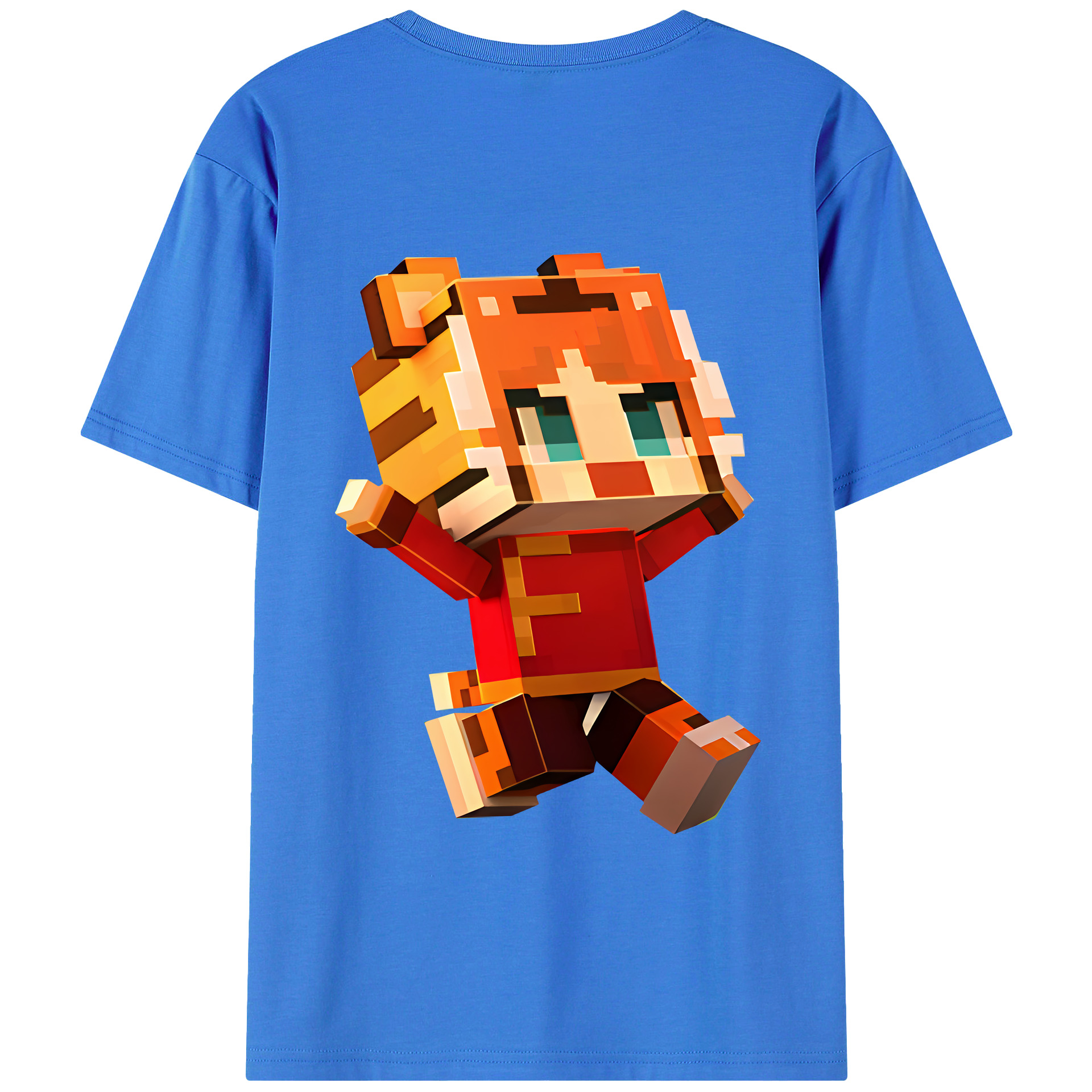 （画像用） マインクラフト ブロックの世界 Minecraft MC Block world 綿100％ メンズ半袖Tシャツ（バックプリント） 通気性