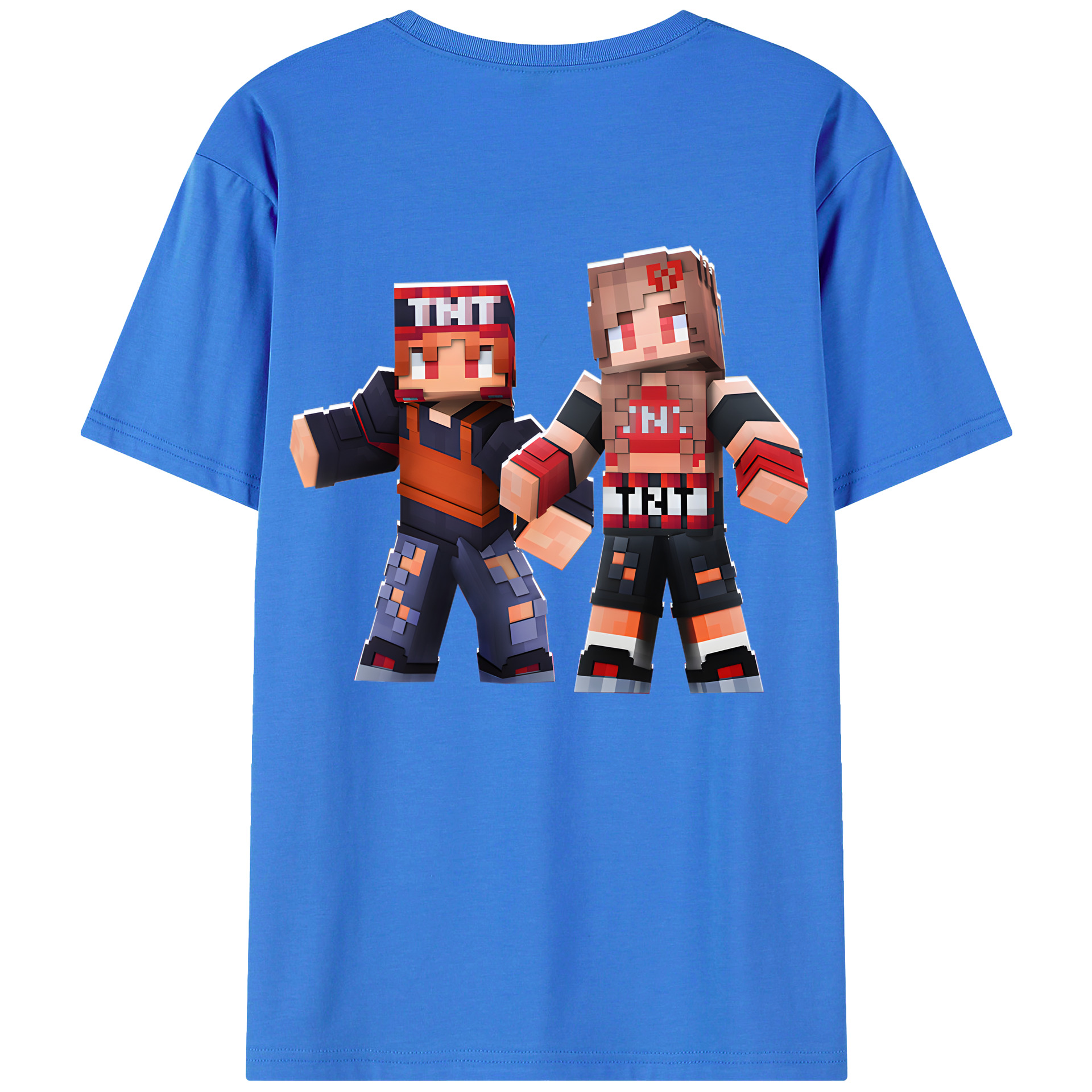（画像用） マインクラフト ブロックの世界 Minecraft MC Block world 綿100％ メンズ半袖Tシャツ（バックプリント） 通気性