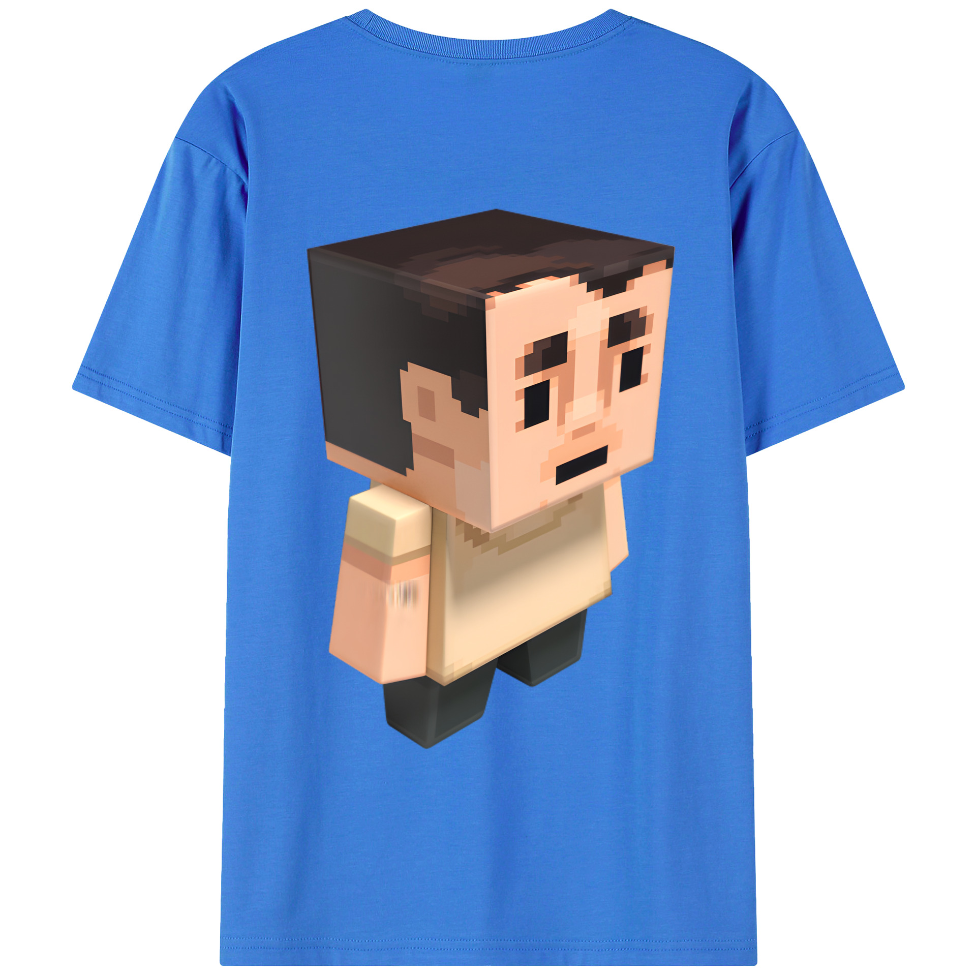 （画像用） マインクラフト ブロックの世界 Minecraft MC Block world 綿100％ メンズ半袖Tシャツ（バックプリント） 通気性