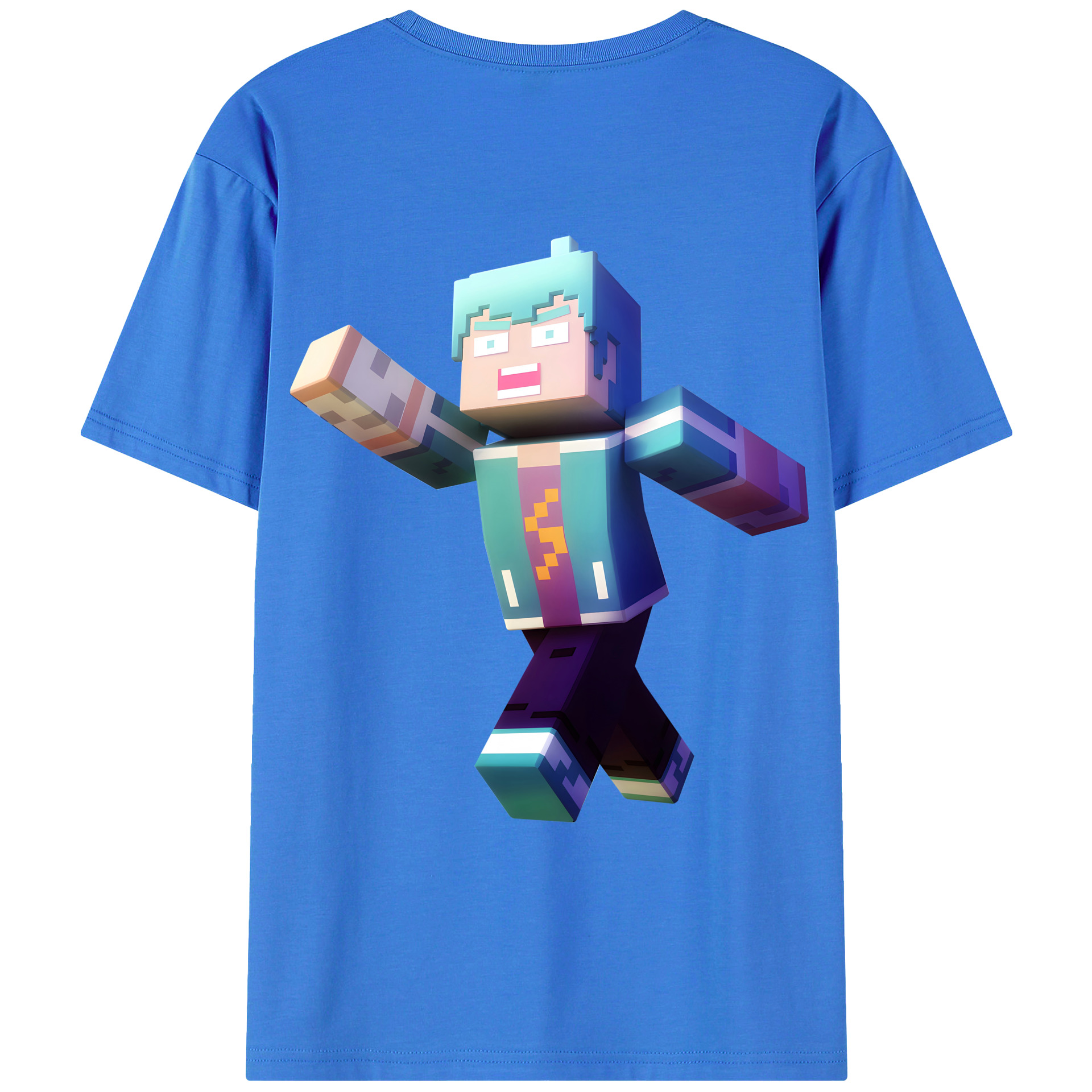 （画像用） マインクラフト ブロックの世界 Minecraft MC Block world 綿100％ メンズ半袖Tシャツ（バックプリント） 通気性