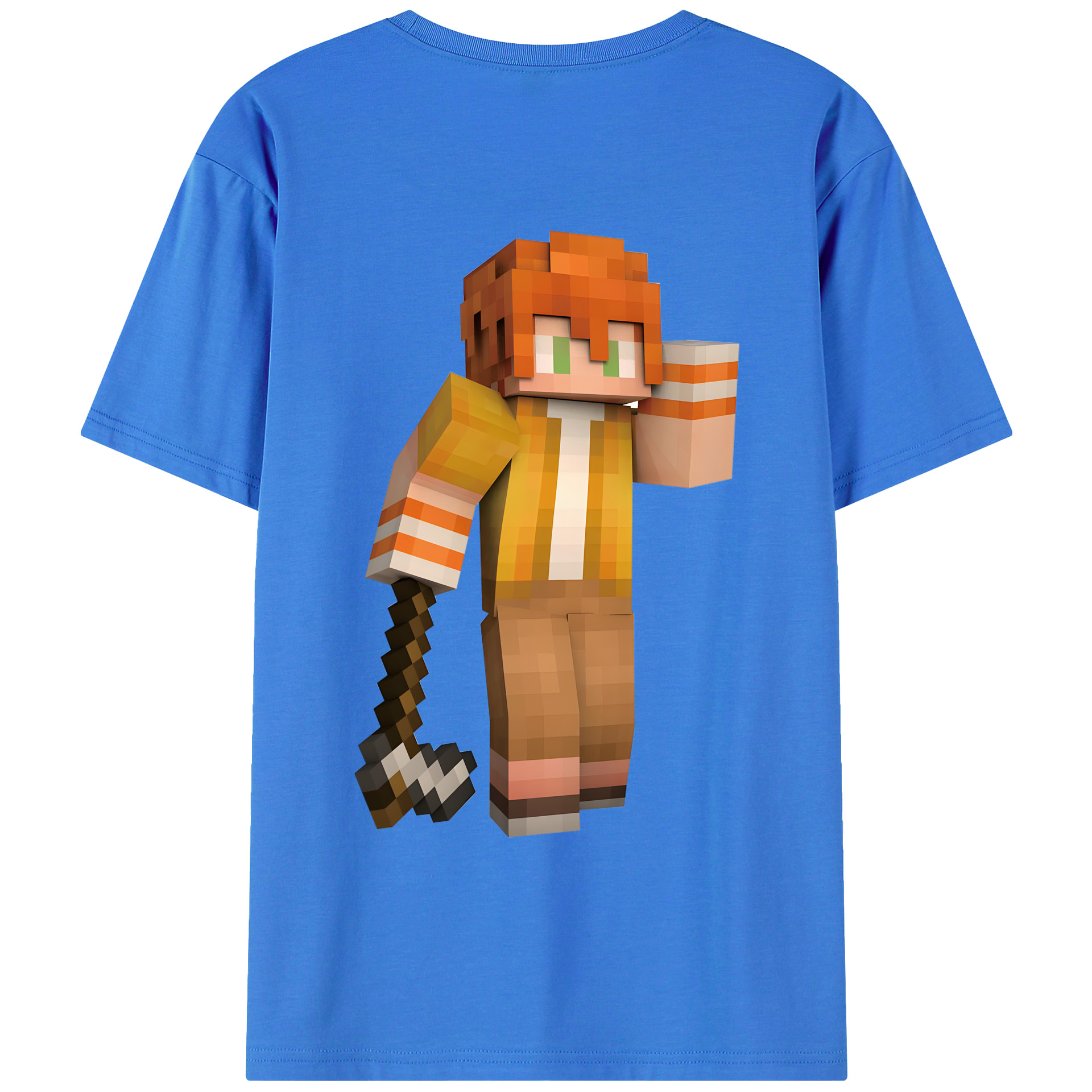 （画像用） マインクラフト ブロックの世界 Minecraft MC Block world 綿100％ メンズ半袖Tシャツ（バックプリント） 通気性