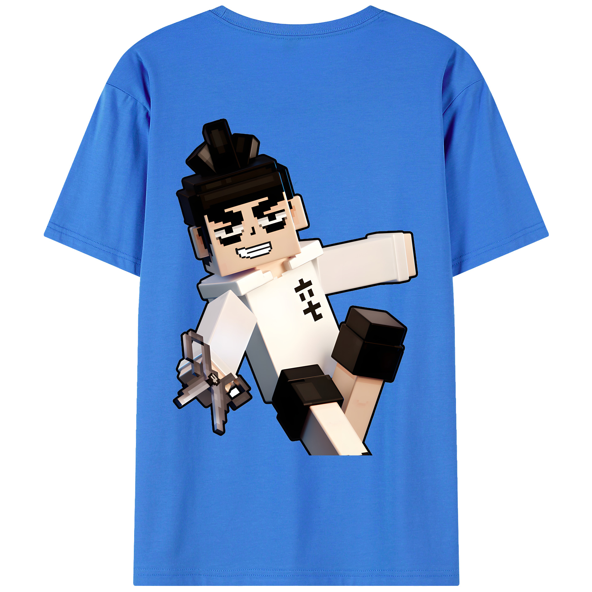 （画像用） マインクラフト ブロックの世界 Minecraft MC Block world 綿100％ メンズ半袖Tシャツ（バックプリント） 通気性