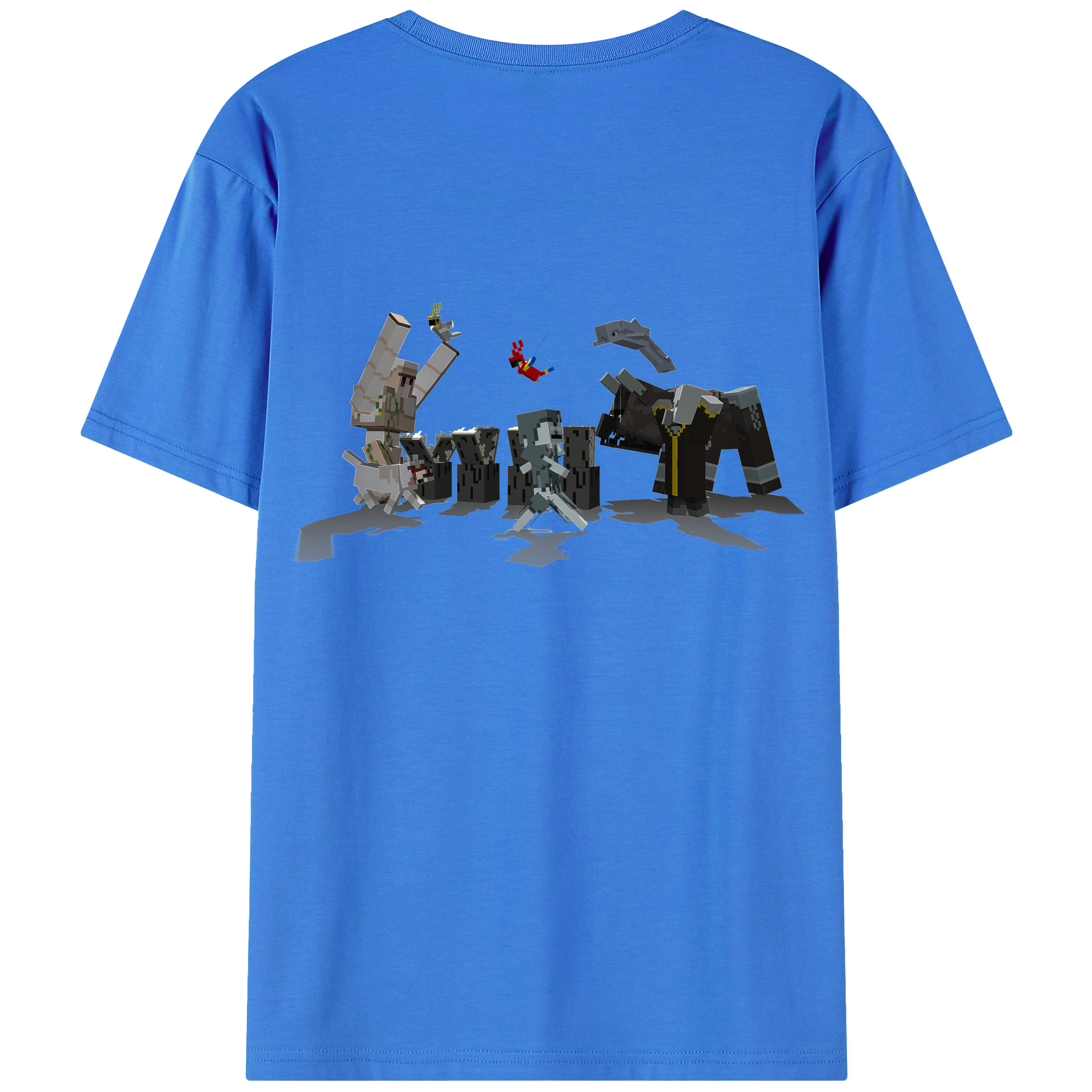 （画像用） マインクラフト ブロックの世界 Minecraft MC Block world 綿100％ メンズ半袖Tシャツ（バックプリント） 通気性
