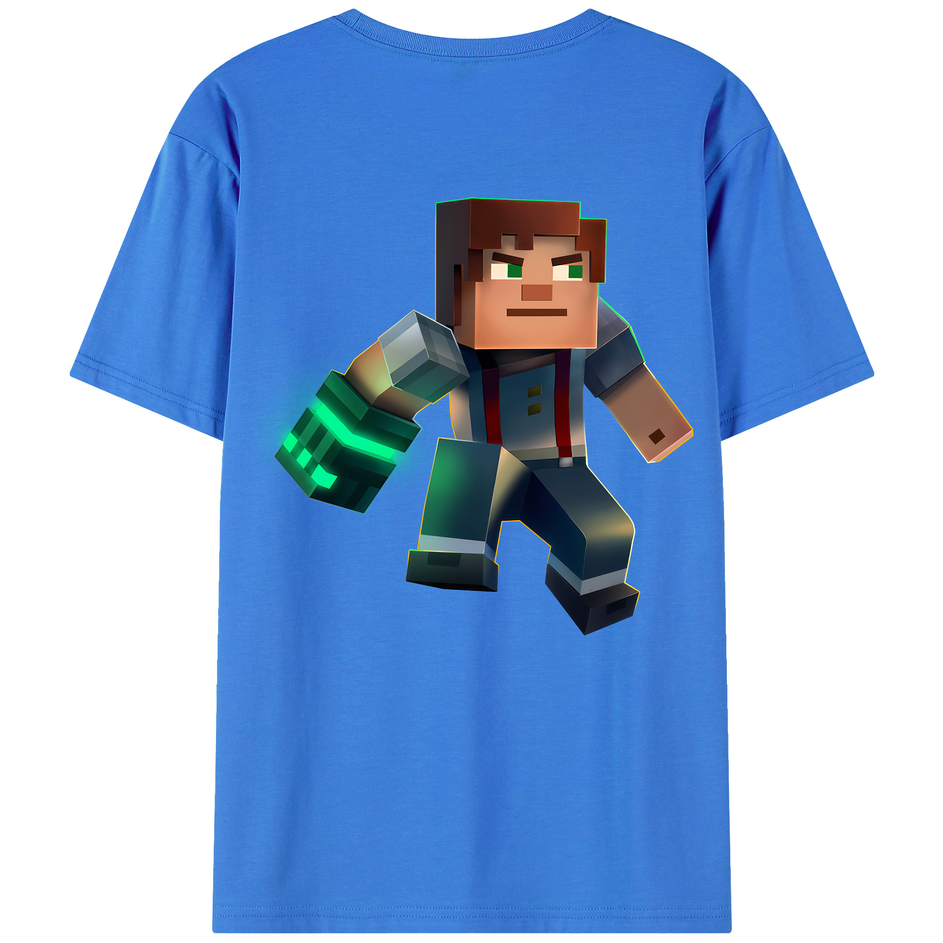 （画像用） マインクラフト ブロックの世界 Minecraft MC Block world 綿100％ メンズ半袖Tシャツ（バックプリント） 通気性