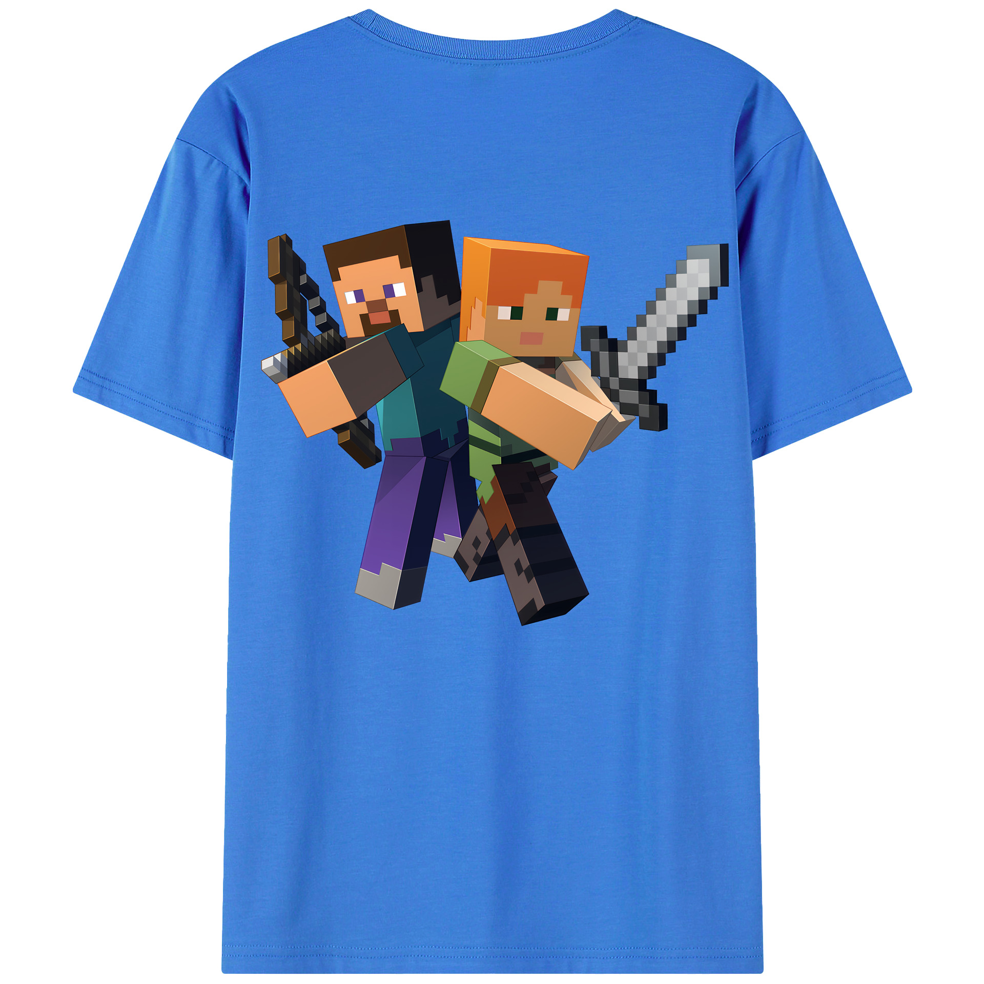 （画像用） マインクラフト ブロックの世界 Minecraft MC Block world 綿100％ メンズ半袖Tシャツ（バックプリント） 通気性