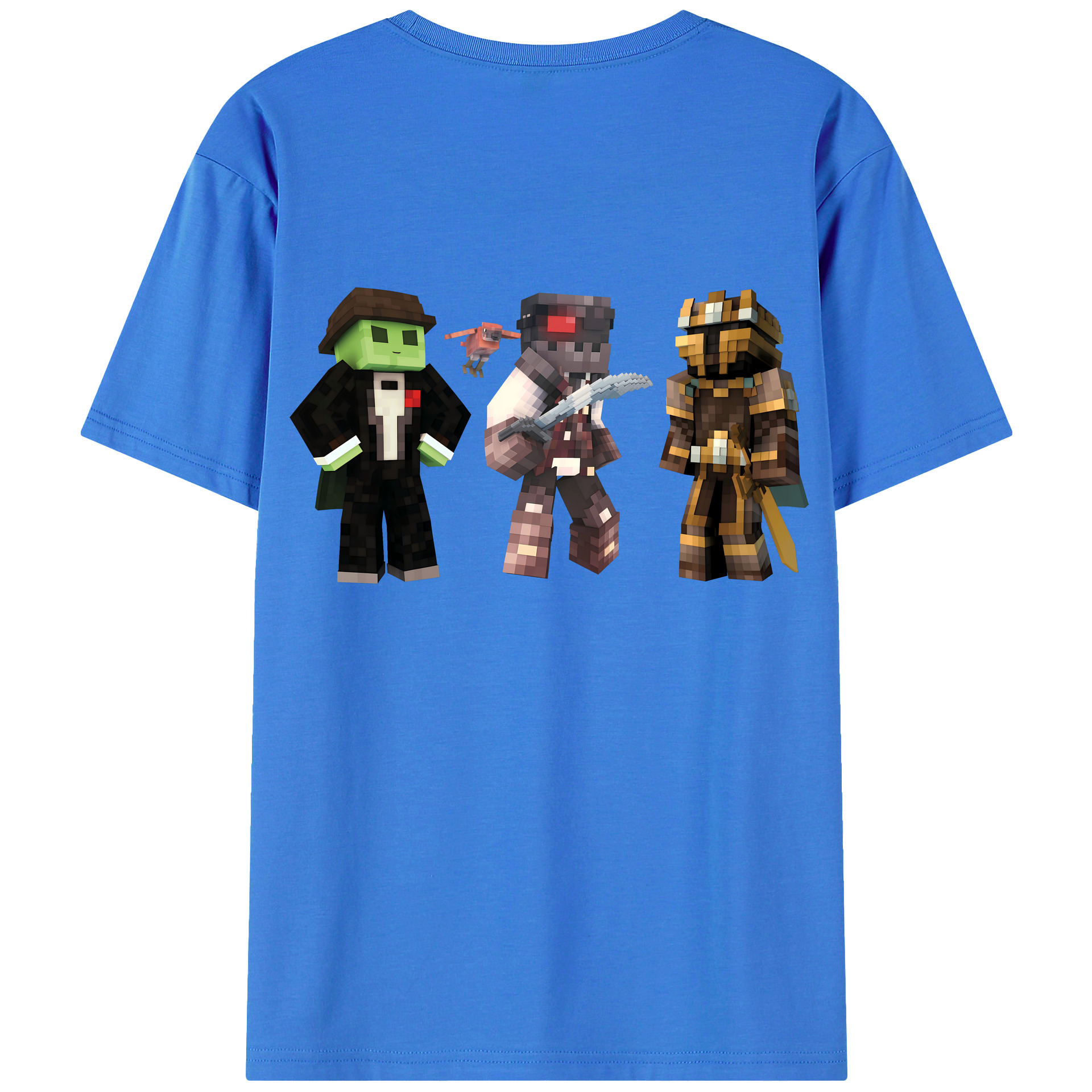 （画像用） マインクラフト ブロックの世界 Minecraft MC Block world 綿100％ メンズ半袖Tシャツ（バックプリント） 通気性