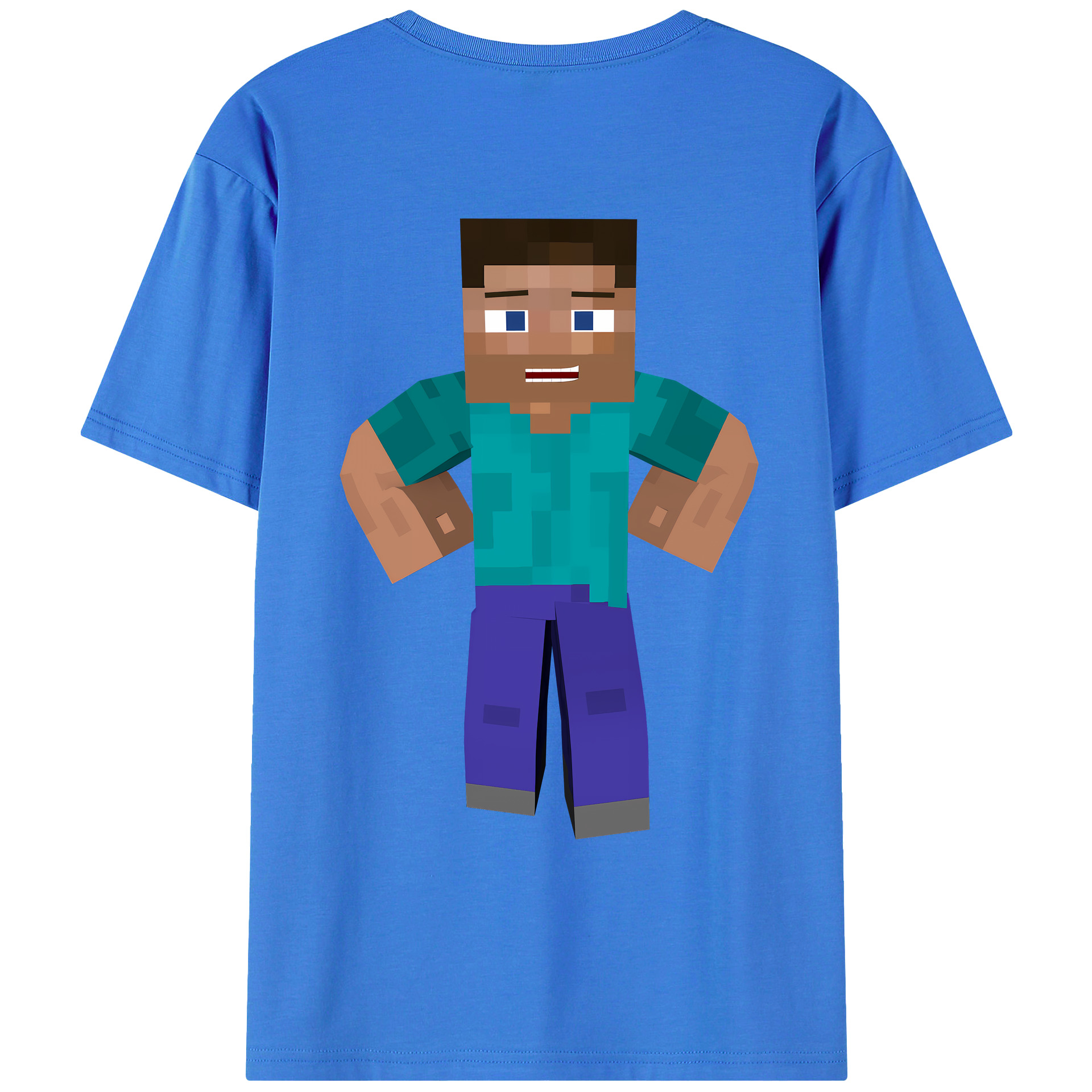 （画像用） マインクラフト ブロックの世界 Minecraft MC Block world 綿100％ メンズ半袖Tシャツ（バックプリント） 通気性