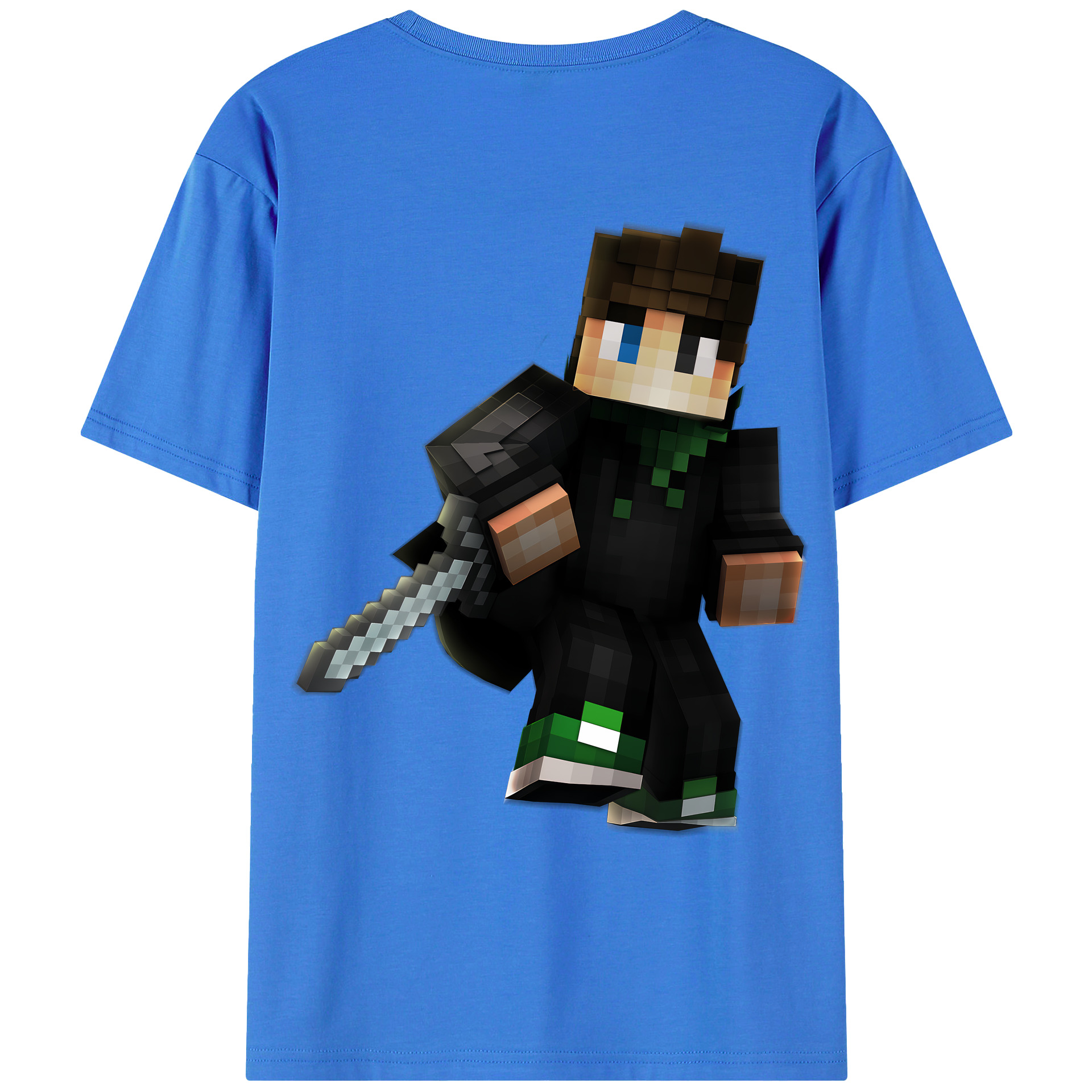 （画像用） マインクラフト ブロックの世界 Minecraft MC Block world 綿100％ メンズ半袖Tシャツ（バックプリント） 通気性