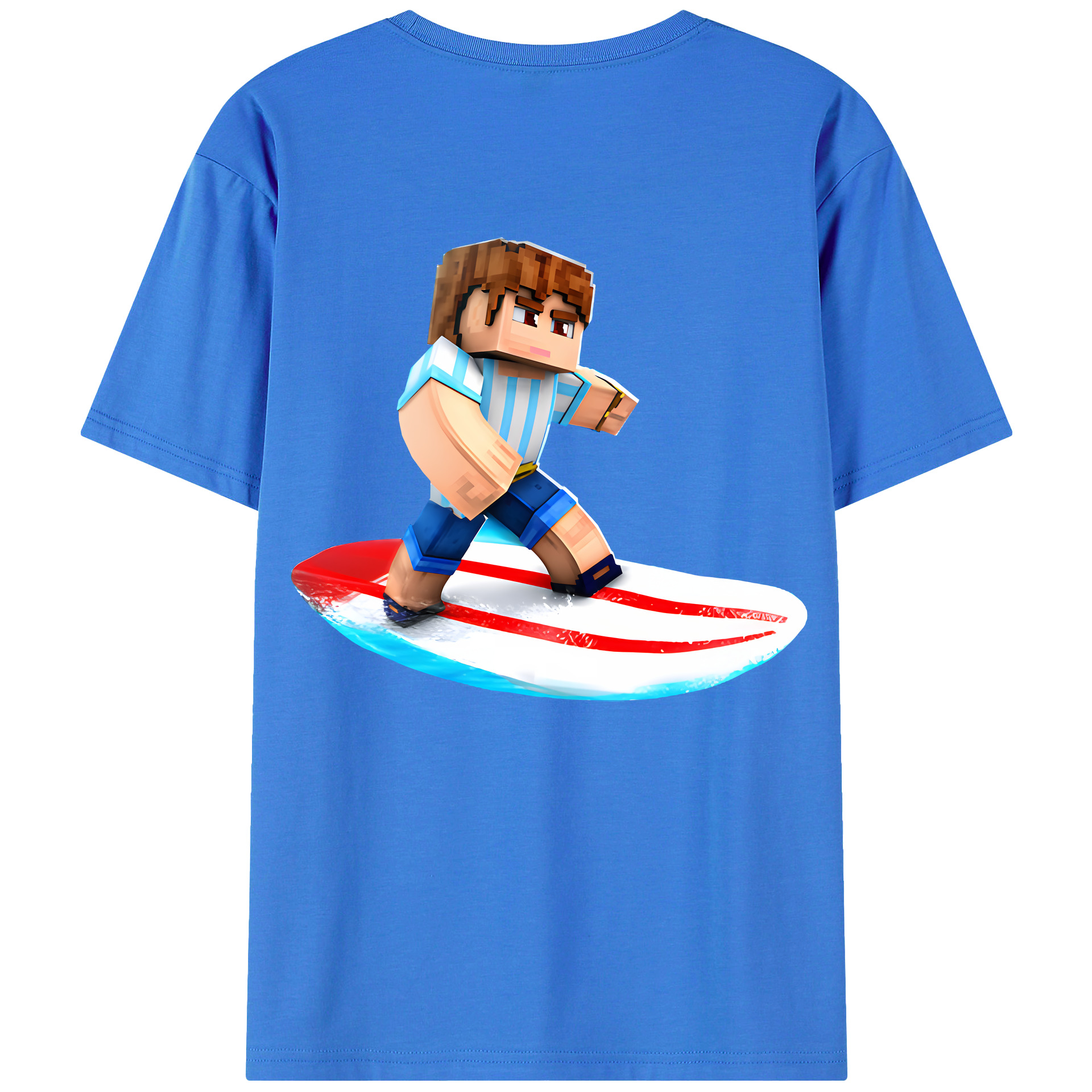 （画像用） マインクラフト ブロックの世界 Minecraft MC Block world 綿100％ メンズ半袖Tシャツ（バックプリント） 通気性