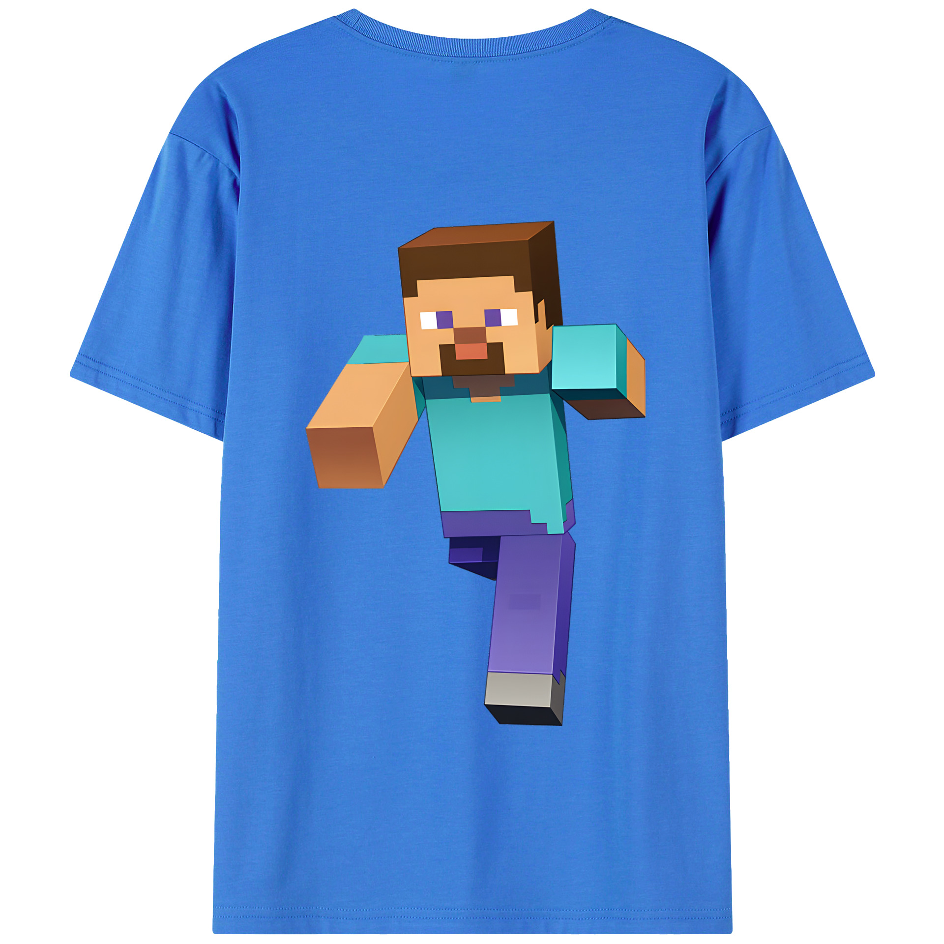 （画像用） マインクラフト ブロックの世界 Minecraft MC Block world 綿100％ メンズ半袖Tシャツ（バックプリント） 通気性