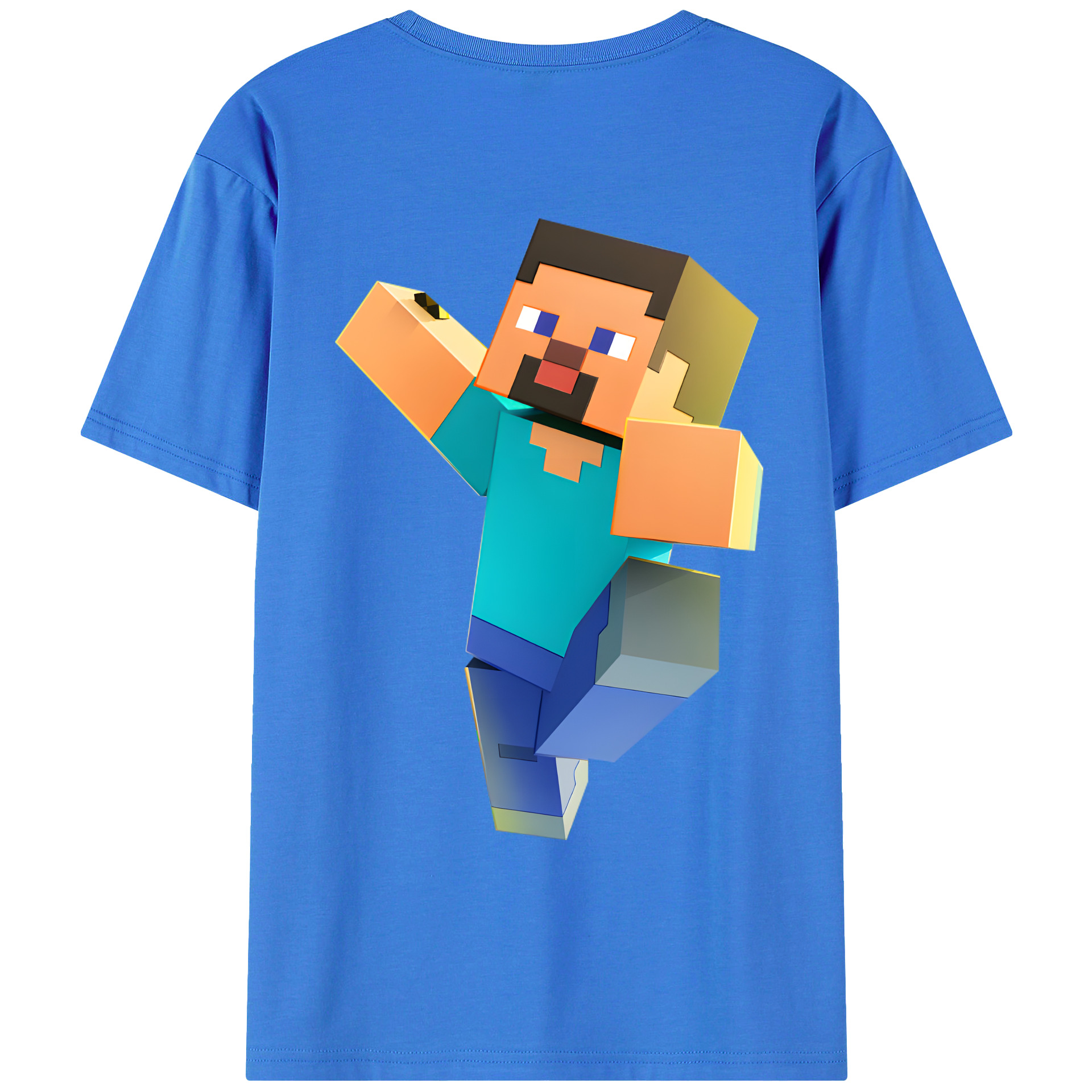 （画像用） マインクラフト ブロックの世界 Minecraft MC Block world 綿100％ メンズ半袖Tシャツ（バックプリント） 通気性