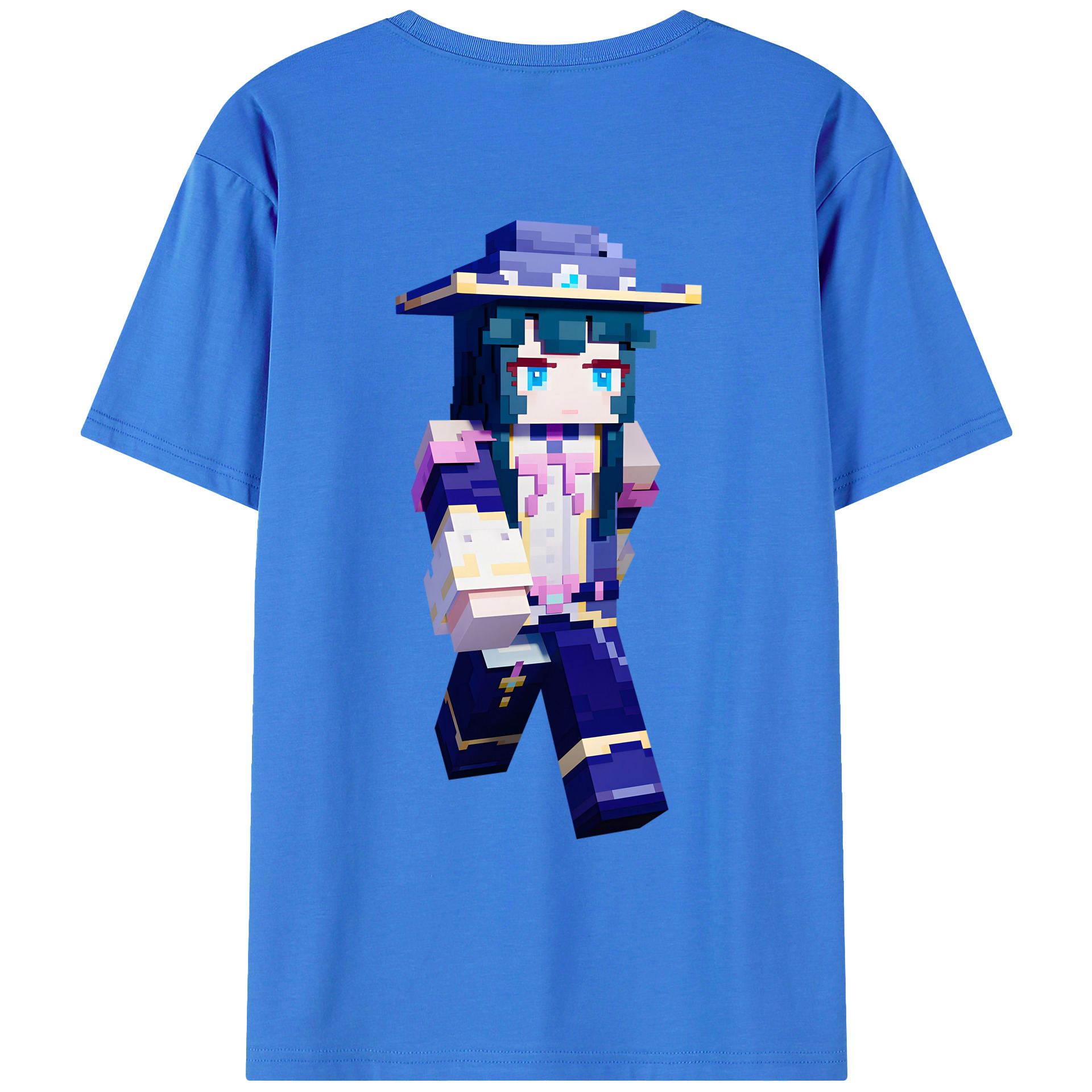 （画像用） マインクラフト ブロックの世界 Minecraft MC Block world 綿100％ メンズ半袖Tシャツ（バックプリント） 通気性