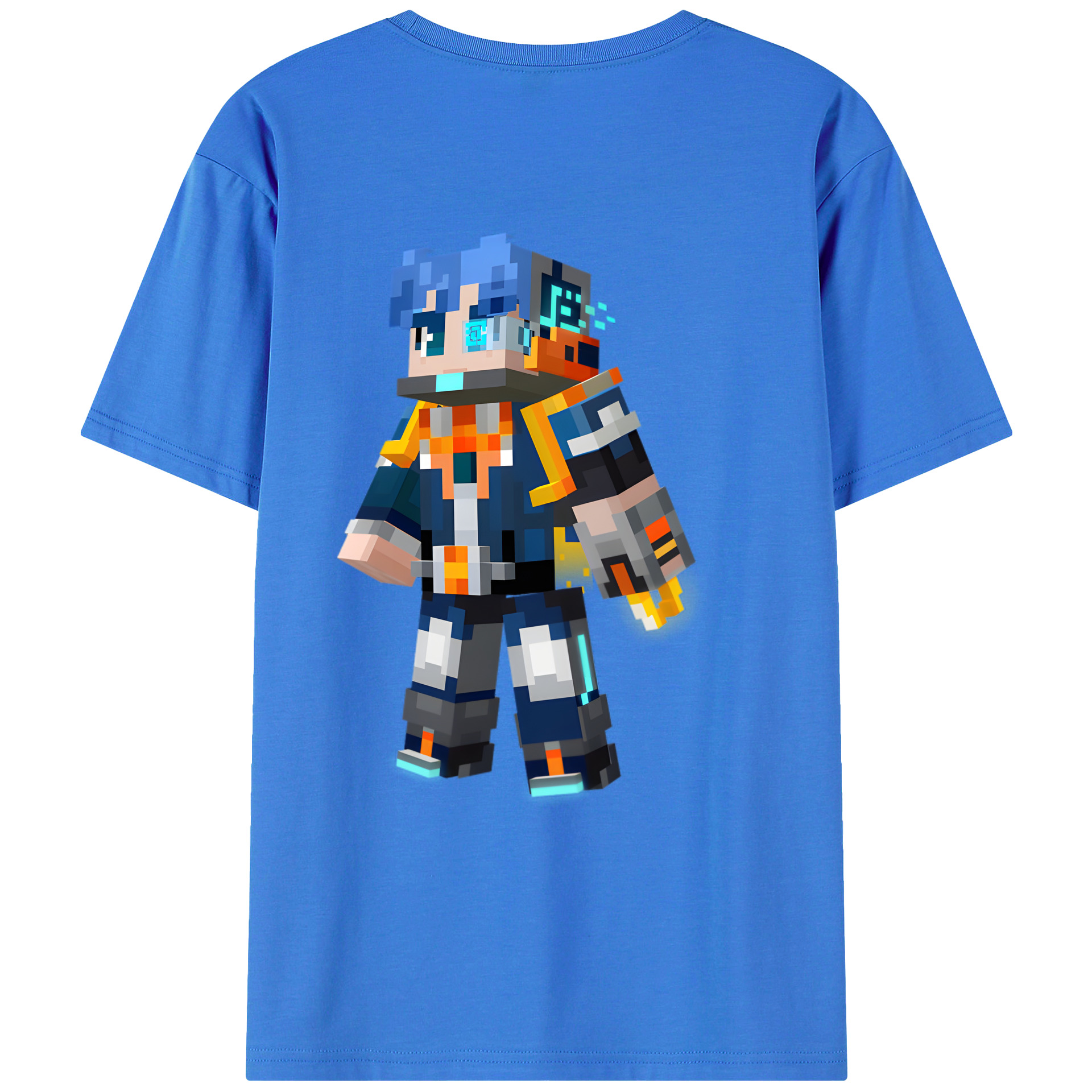 （画像用） マインクラフト ブロックの世界 Minecraft MC Block world 綿100％ メンズ半袖Tシャツ（バックプリント） 通気性