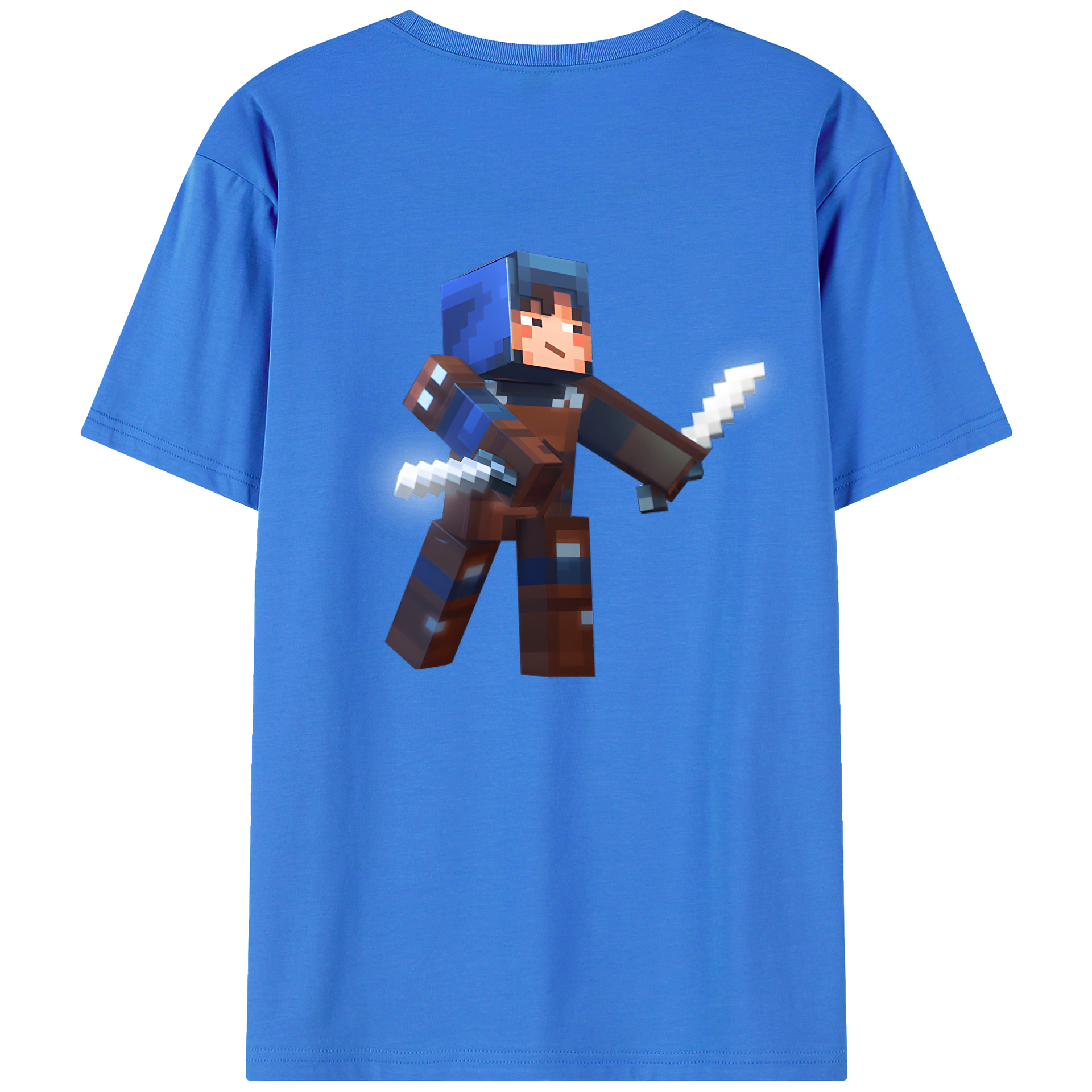 （画像用） マインクラフト ブロックの世界 Minecraft MC Block world 綿100％ メンズ半袖Tシャツ（バックプリント） 通気性