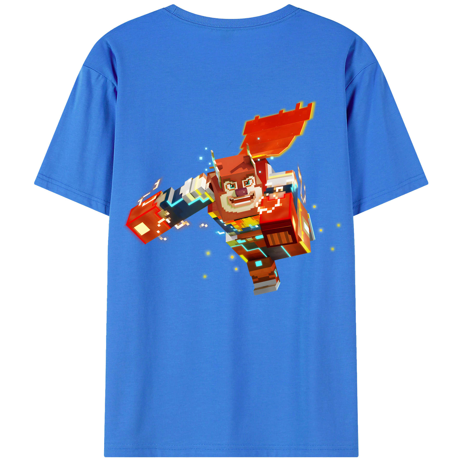 （画像用） マインクラフト ブロックの世界 Minecraft MC Block world 綿100％ メンズ半袖Tシャツ（バックプリント） 通気性
