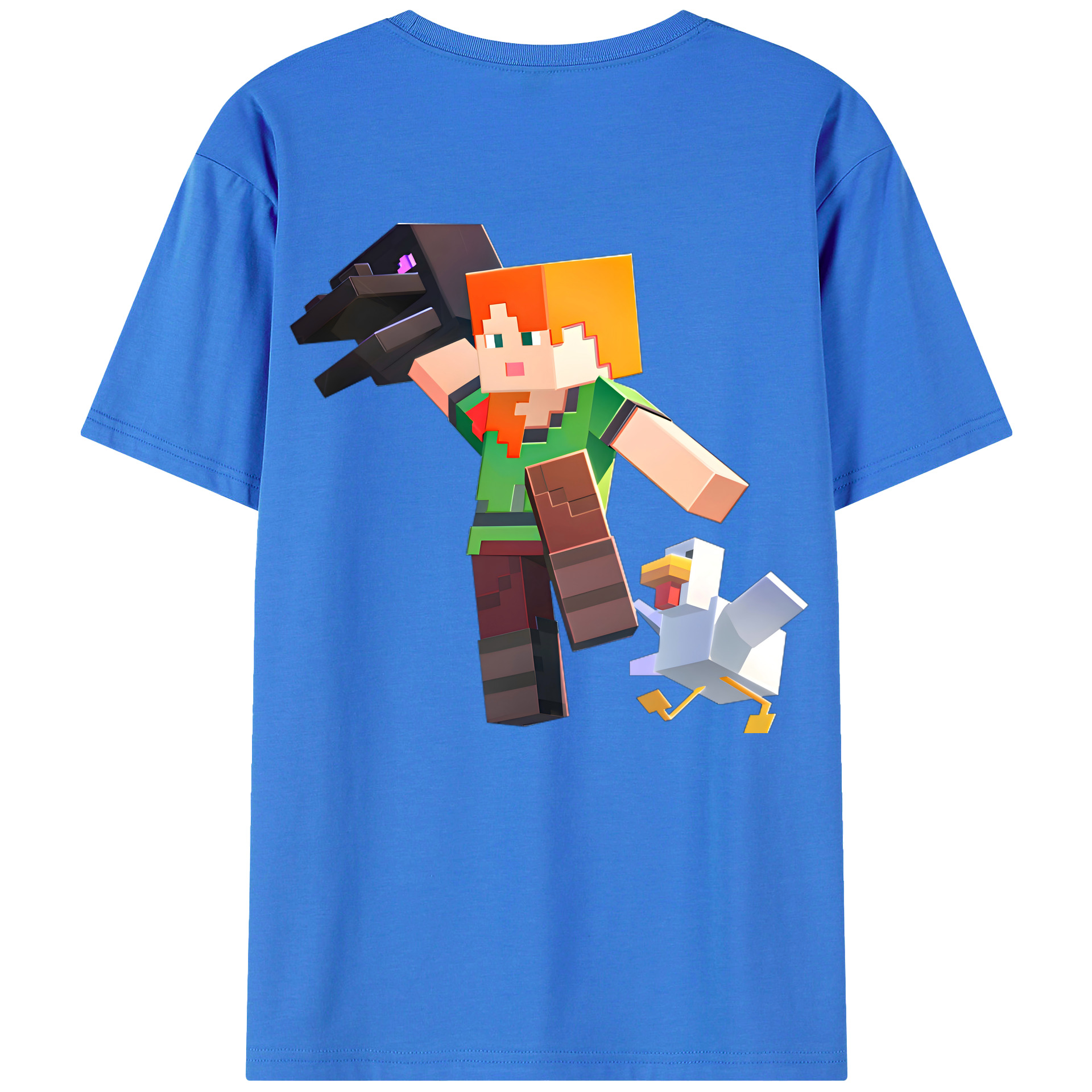（画像用） マインクラフト ブロックの世界 Minecraft MC Block world 綿100％ メンズ半袖Tシャツ（バックプリント） 通気性