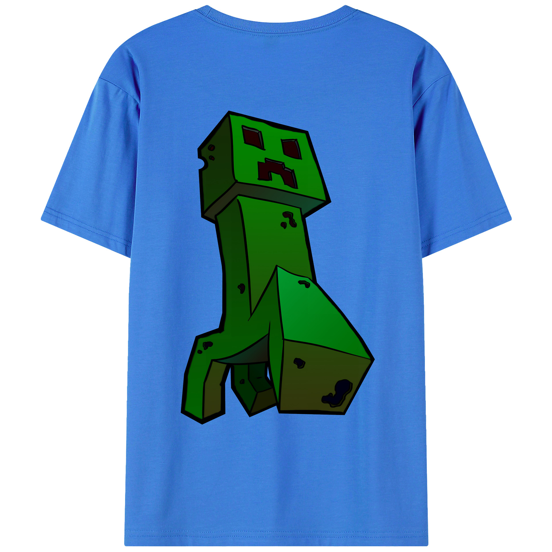 （画像用） マインクラフト ブロックの世界 Minecraft MC Block world 綿100％ メンズ半袖Tシャツ（バックプリント） 通気性