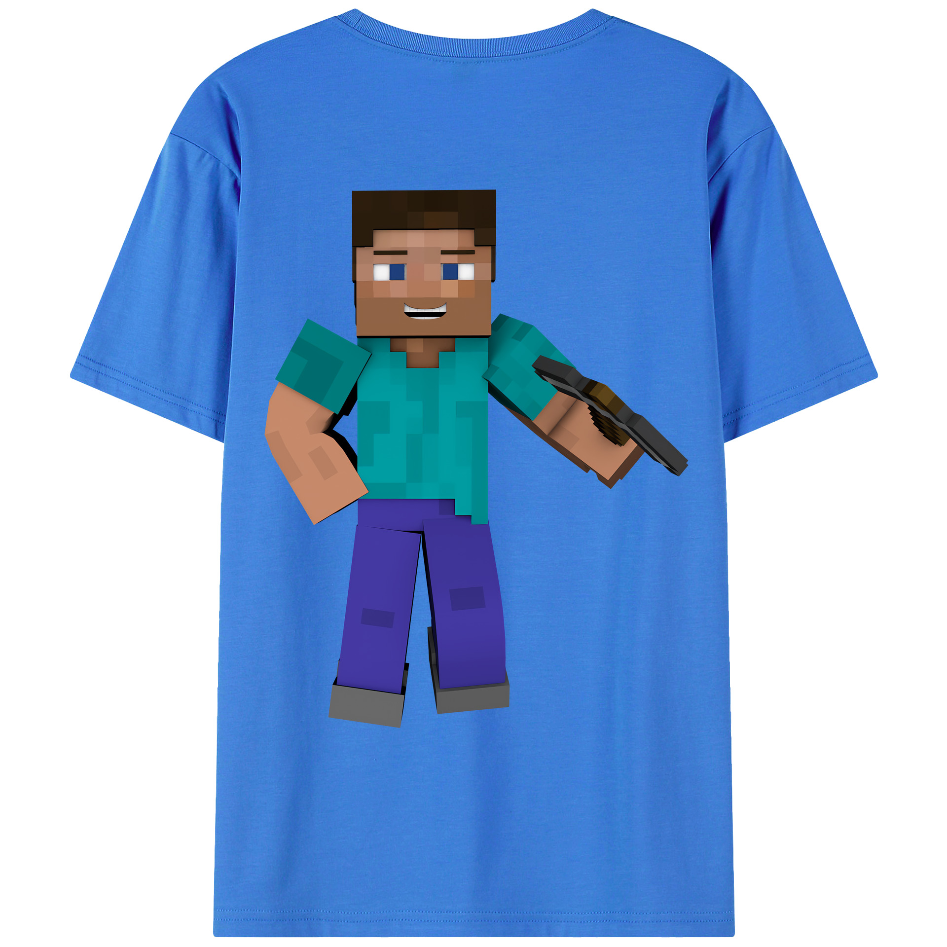 （画像用） マインクラフト ブロックの世界 Minecraft MC Block world 綿100％ メンズ半袖Tシャツ（バックプリント） 通気性