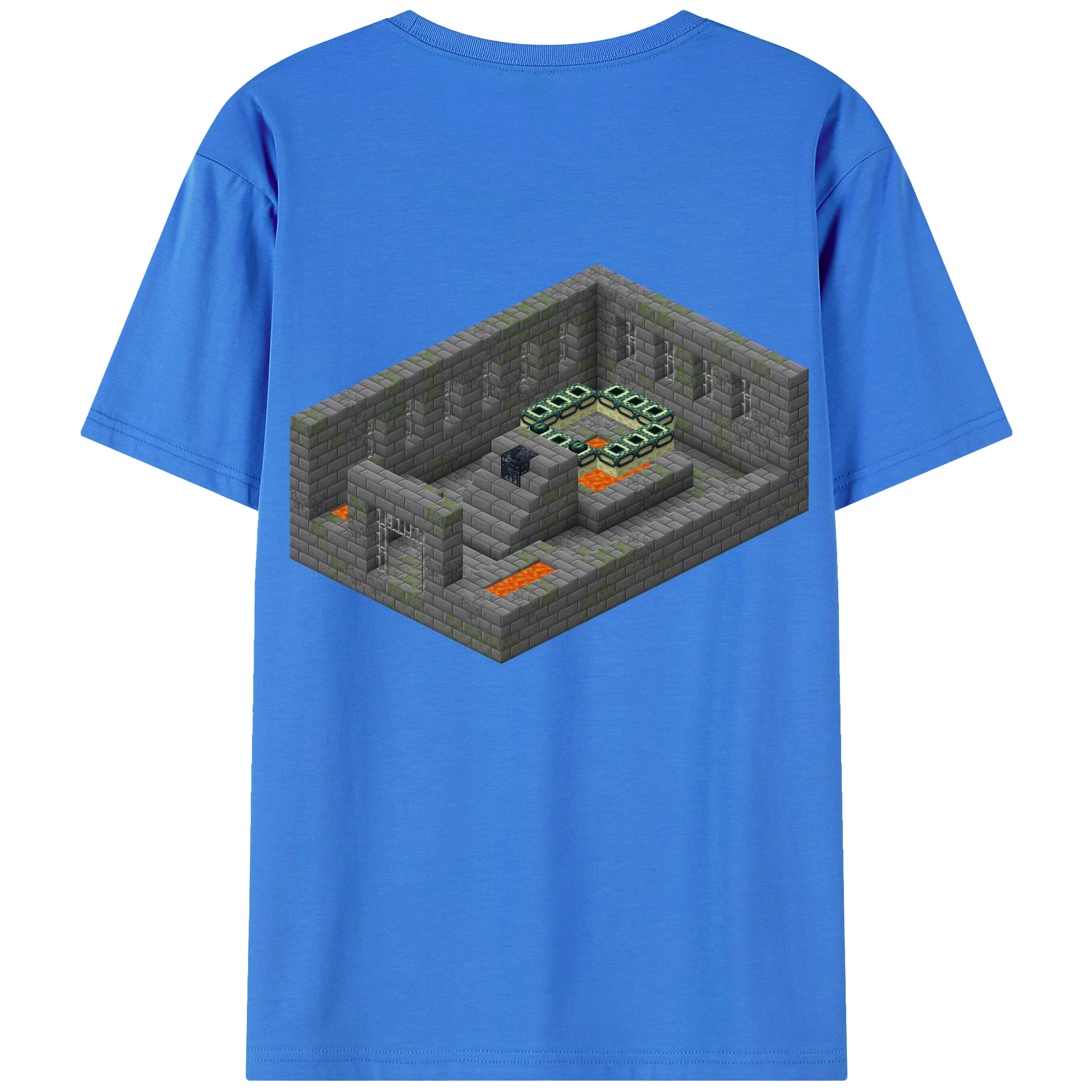 （画像用） マインクラフト ブロックの世界 Minecraft MC Block world 綿100％ メンズ半袖Tシャツ（バックプリント） 通気性