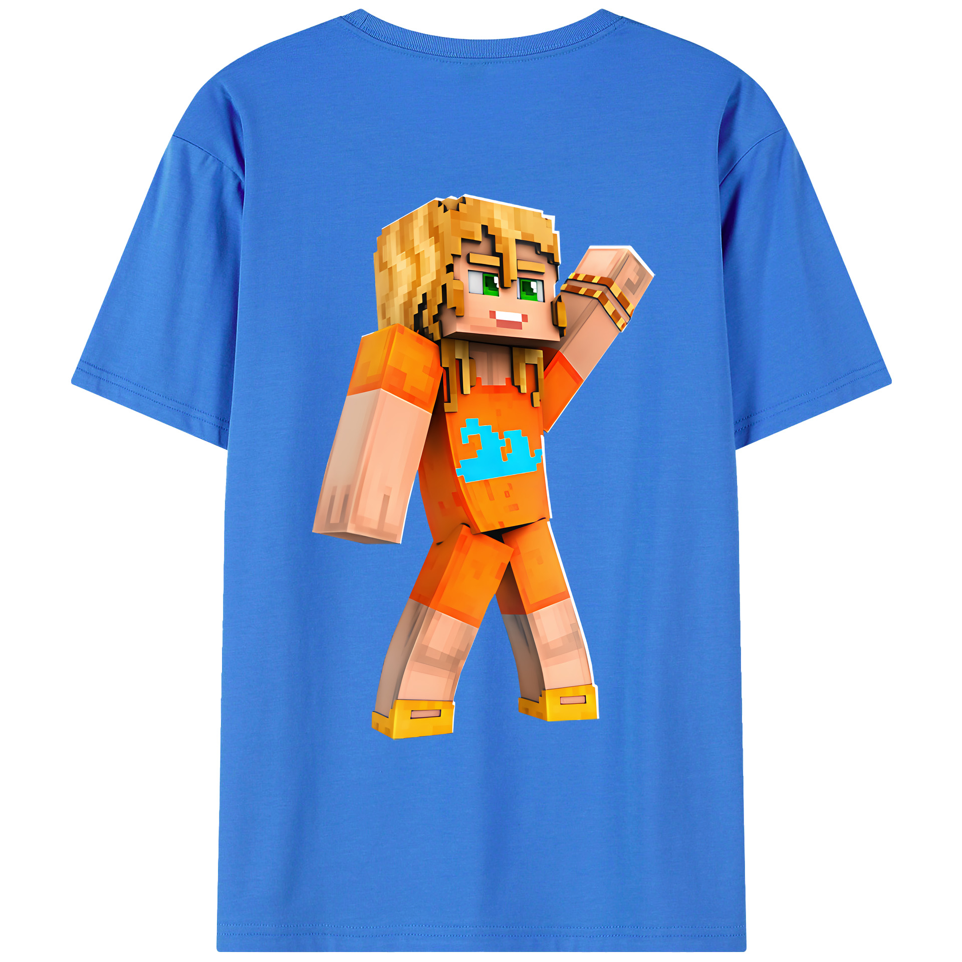 （画像用） マインクラフト ブロックの世界 Minecraft MC Block world 綿100％ メンズ半袖Tシャツ（バックプリント） 通気性