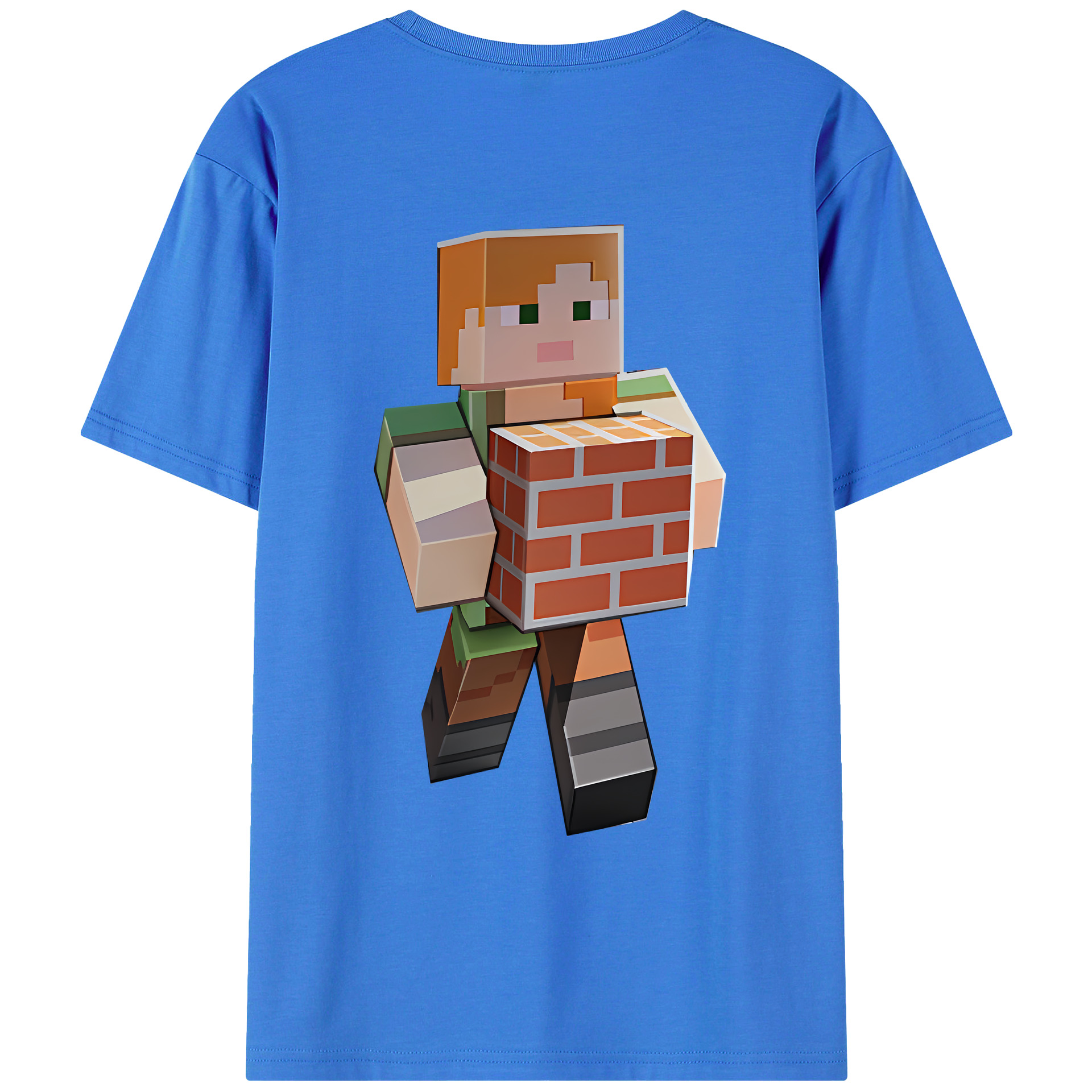 （画像用） マインクラフト ブロックの世界 Minecraft MC Block world 綿100％ メンズ半袖Tシャツ（バックプリント） 通気性