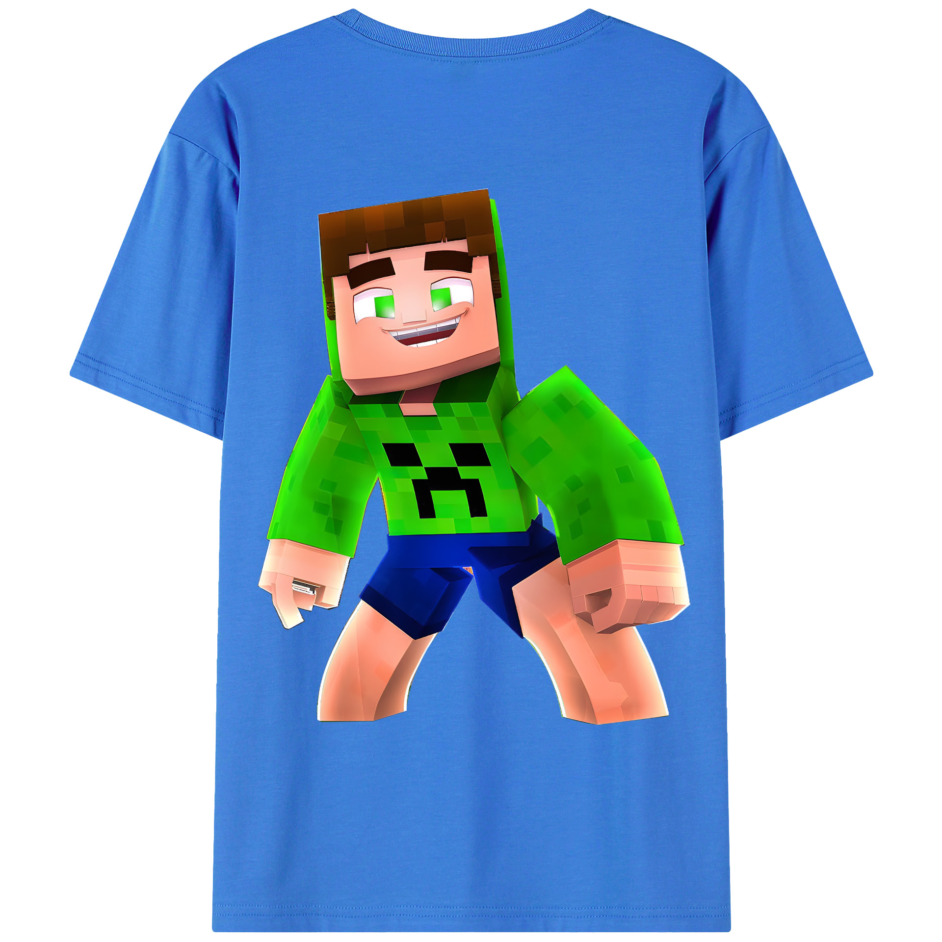 （画像用） マインクラフト ブロックの世界 Minecraft MC Block world 綿100％ メンズ半袖Tシャツ（バックプリント） 通気性