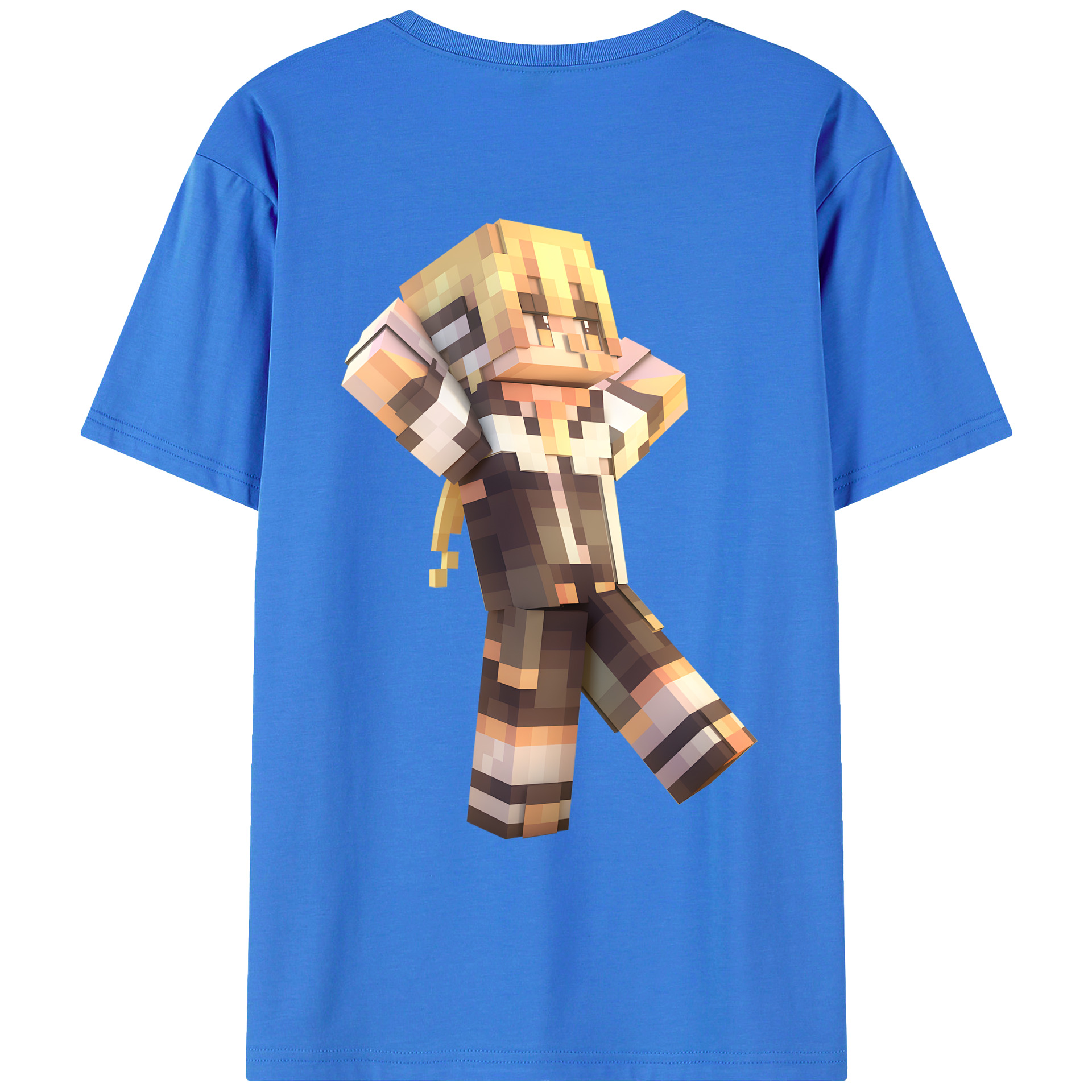 （画像用） マインクラフト ブロックの世界 Minecraft MC Block world 綿100％ メンズ半袖Tシャツ（バックプリント） 通気性