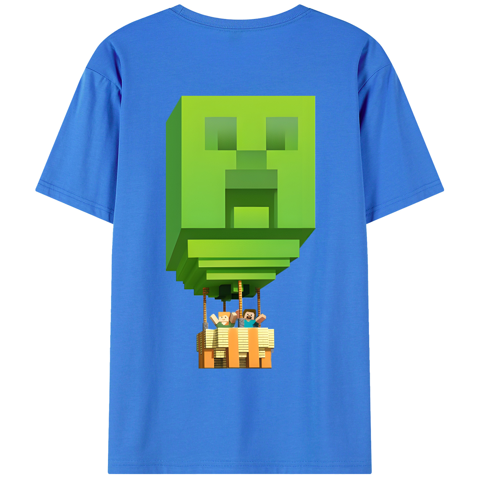 （画像用） マインクラフト ブロックの世界 Minecraft MC Block world 綿100％ メンズ半袖Tシャツ（バックプリント） 通気性