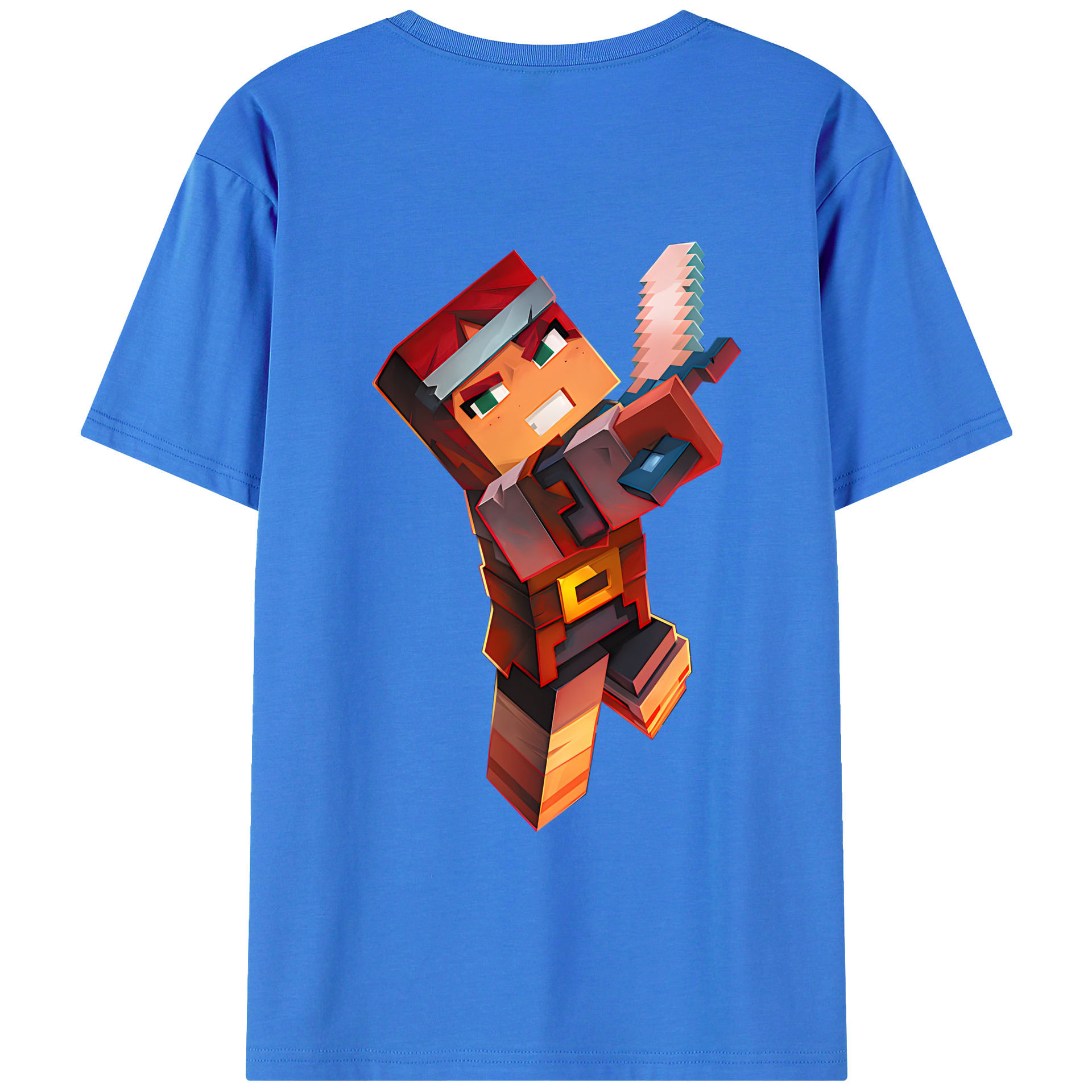 （画像用） マインクラフト ブロックの世界 Minecraft MC Block world 綿100％ メンズ半袖Tシャツ（バックプリント） 通気性
