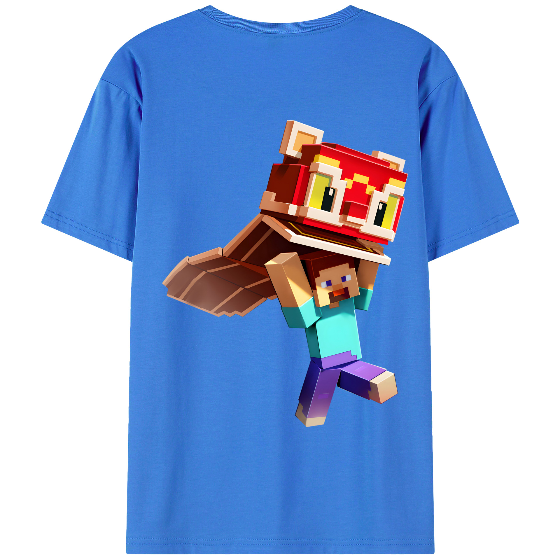 （画像用） マインクラフト ブロックの世界 Minecraft MC Block world 綿100％ メンズ半袖Tシャツ（バックプリント） 通気性
