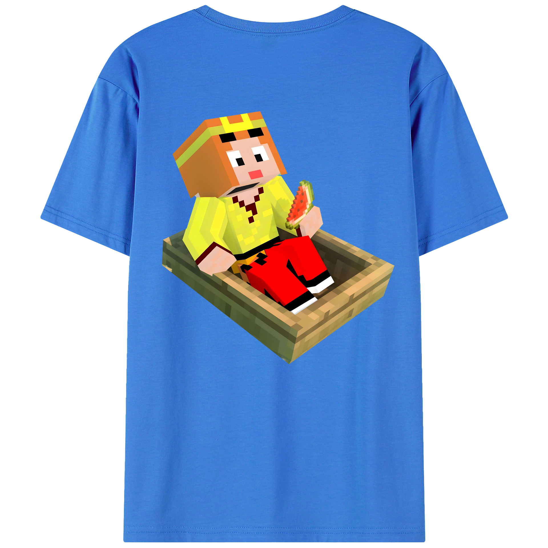 （画像用） マインクラフト ブロックの世界 Minecraft MC Block world 綿100％ メンズ半袖Tシャツ（バックプリント） 通気性
