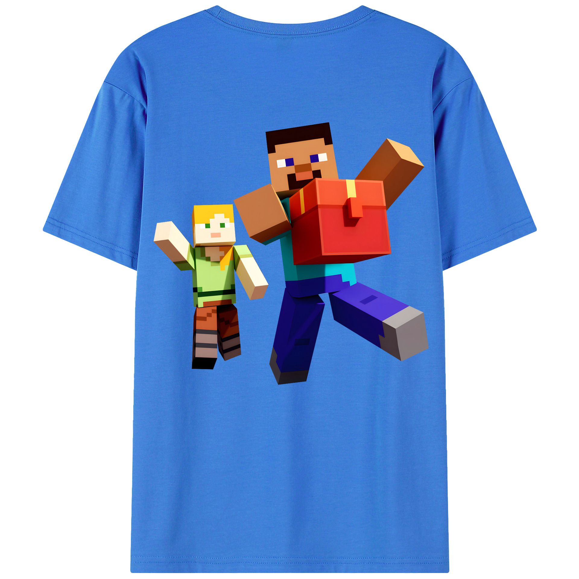 （画像用） マインクラフト ブロックの世界 Minecraft MC Block world 綿100％ メンズ半袖Tシャツ（バックプリント） 通気性
