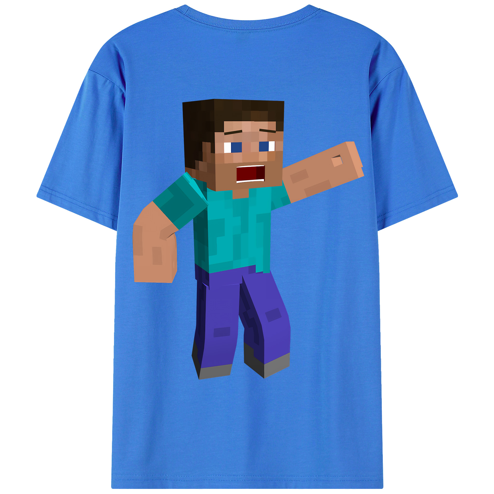 （画像用） マインクラフト ブロックの世界 Minecraft MC Block world 綿100％ メンズ半袖Tシャツ（バックプリント） 通気性