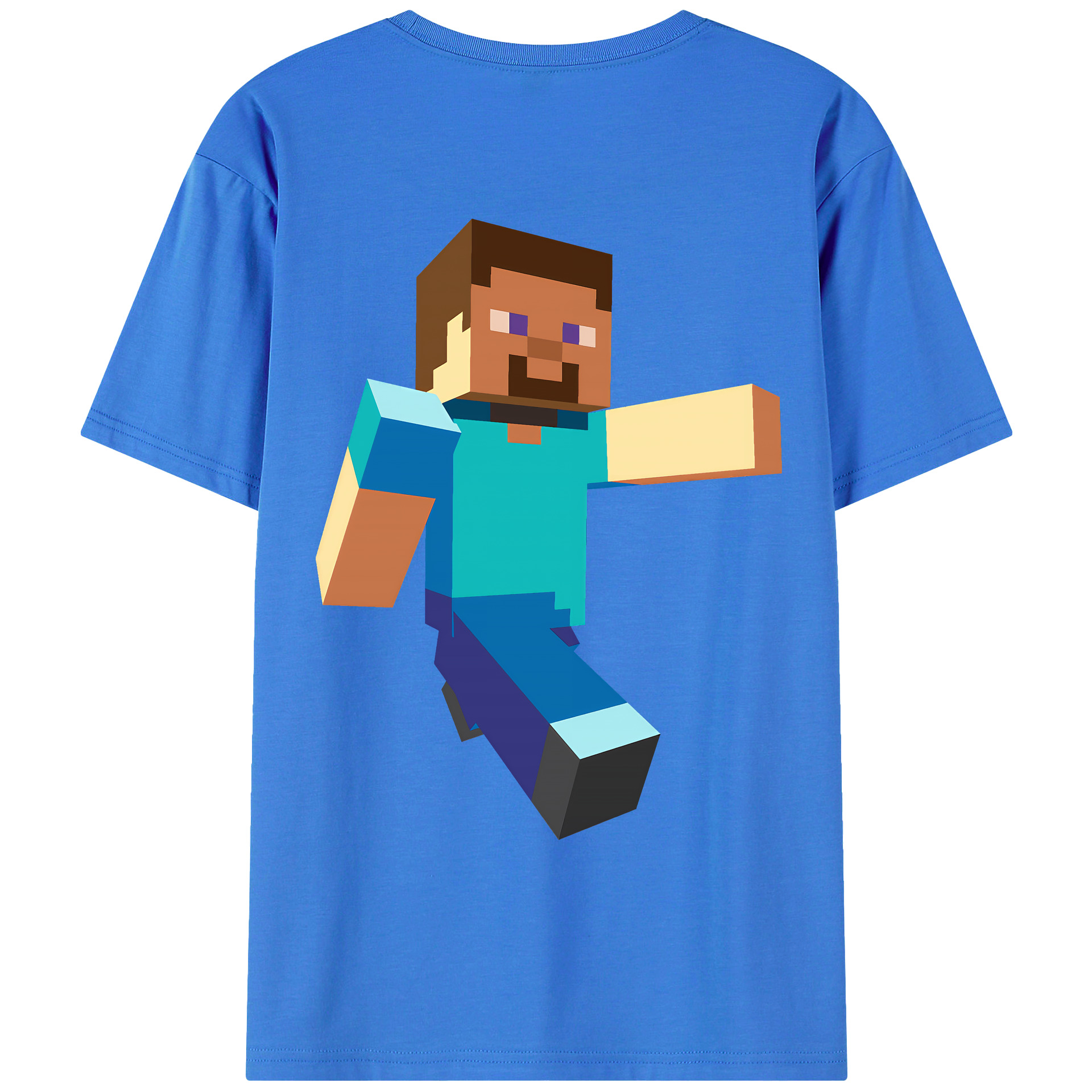 （画像用） マインクラフト ブロックの世界 Minecraft MC Block world 綿100％ メンズ半袖Tシャツ（バックプリント） 通気性