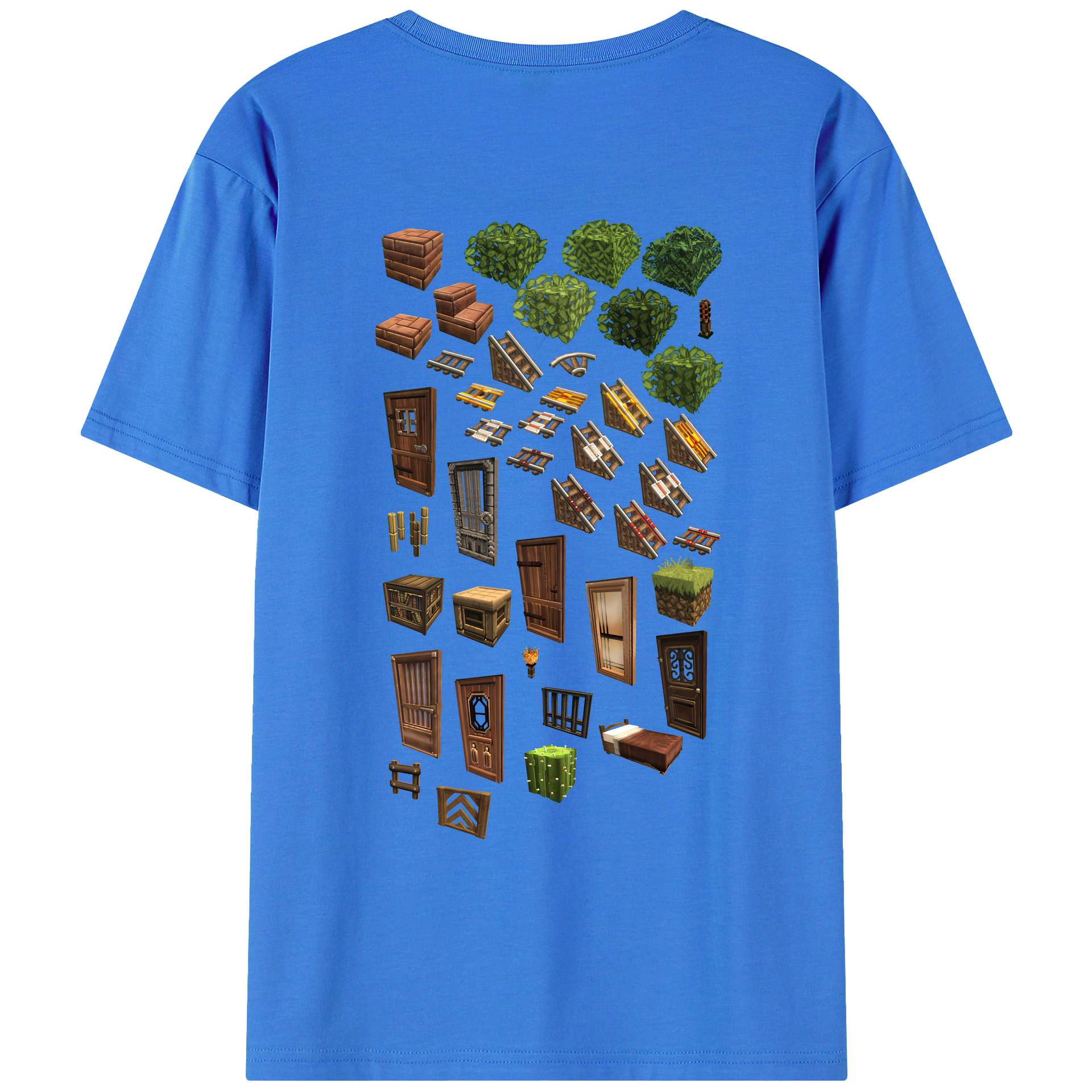 （画像用） マインクラフト ブロックの世界 Minecraft MC Block world 綿100％ メンズ半袖Tシャツ（バックプリント） 通気性