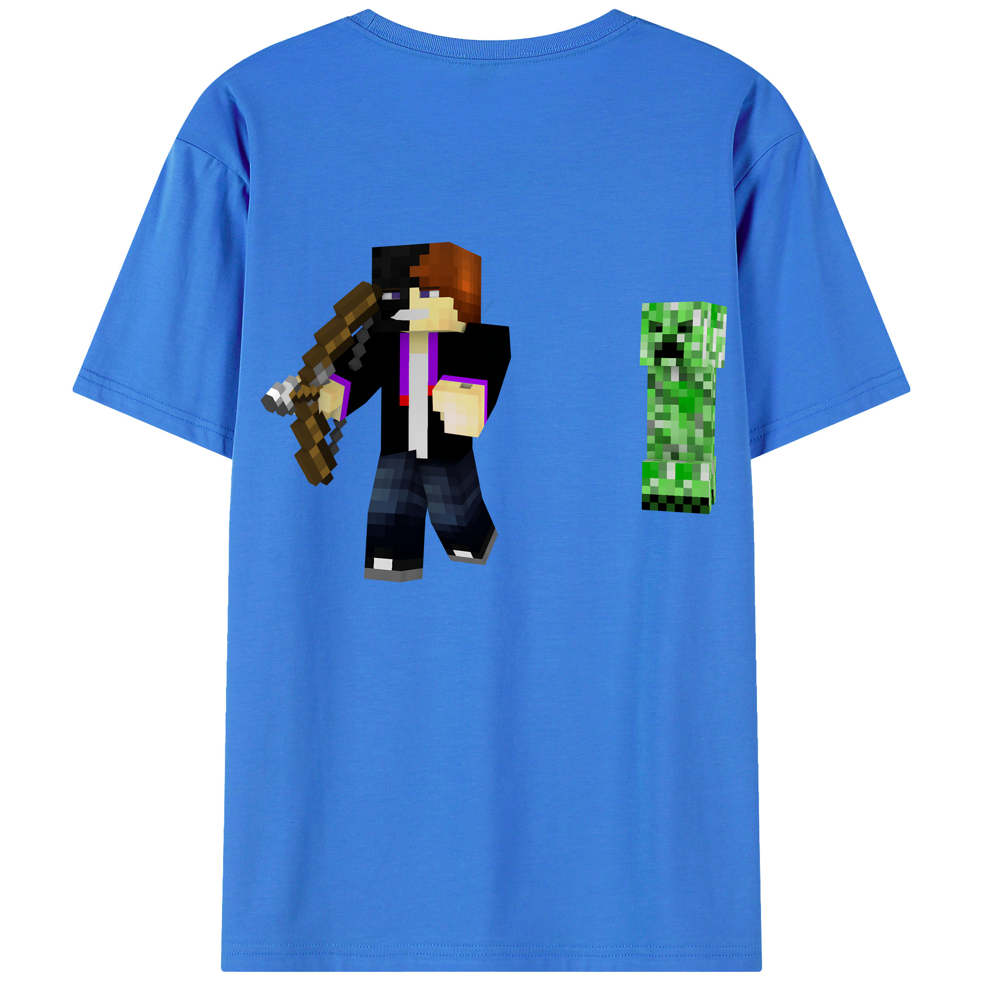 （画像用） マインクラフト ブロックの世界 Minecraft MC Block world 綿100％ メンズ半袖Tシャツ（バックプリント） 通気性