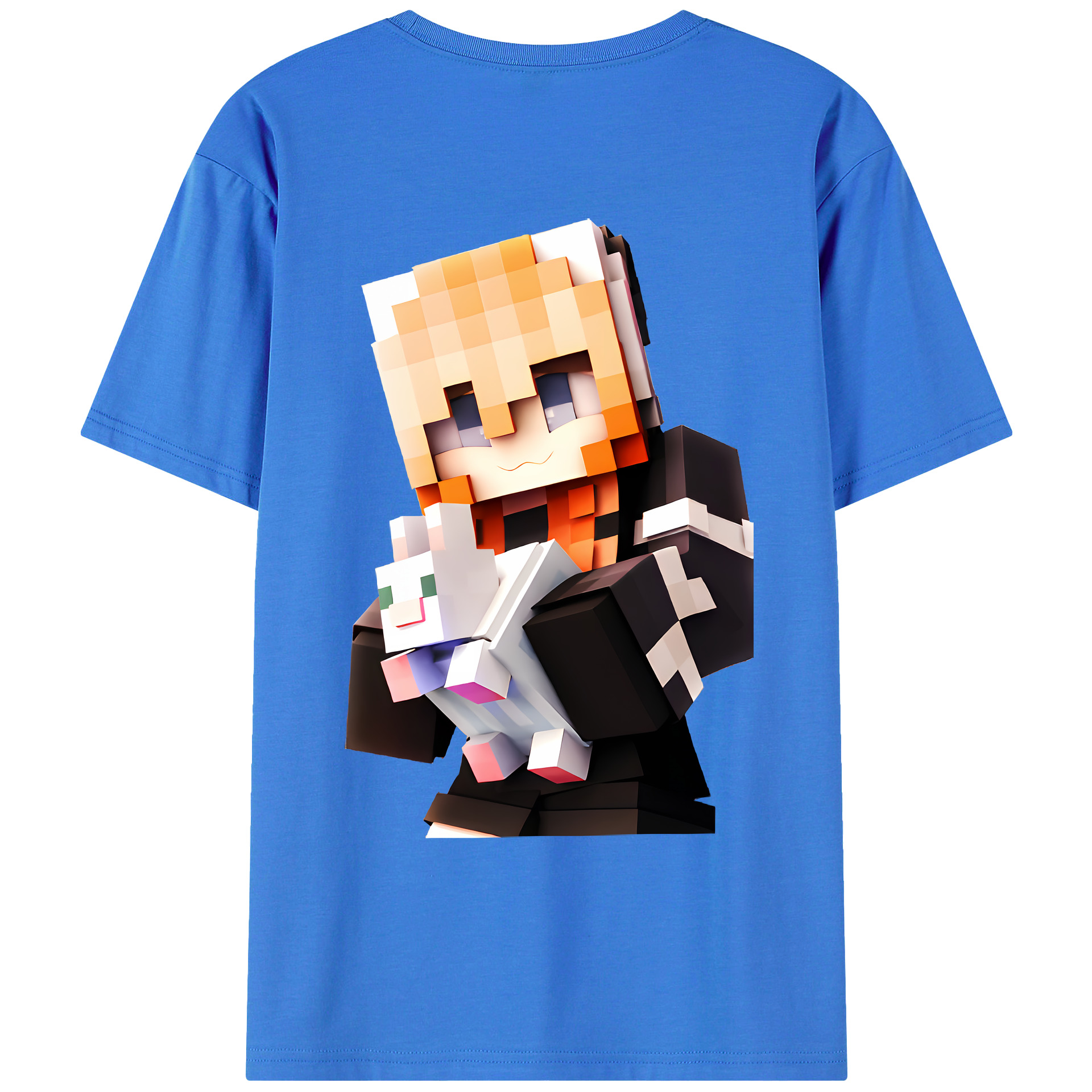 （画像用） マインクラフト ブロックの世界 Minecraft MC Block world 綿100％ メンズ半袖Tシャツ（バックプリント） 通気性
