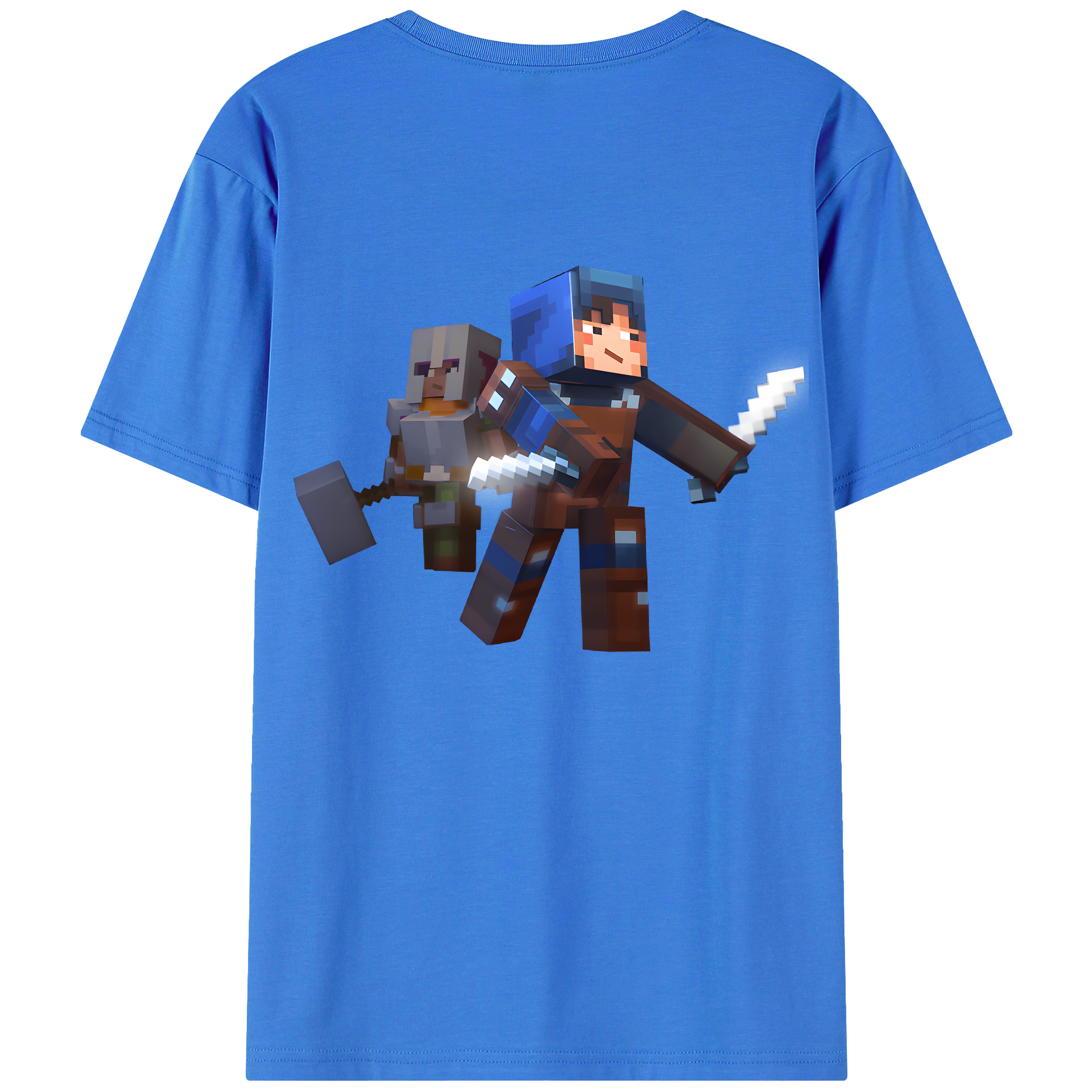 （画像用） マインクラフト ブロックの世界 Minecraft MC Block world 綿100％ メンズ半袖Tシャツ（バックプリント） 通気性