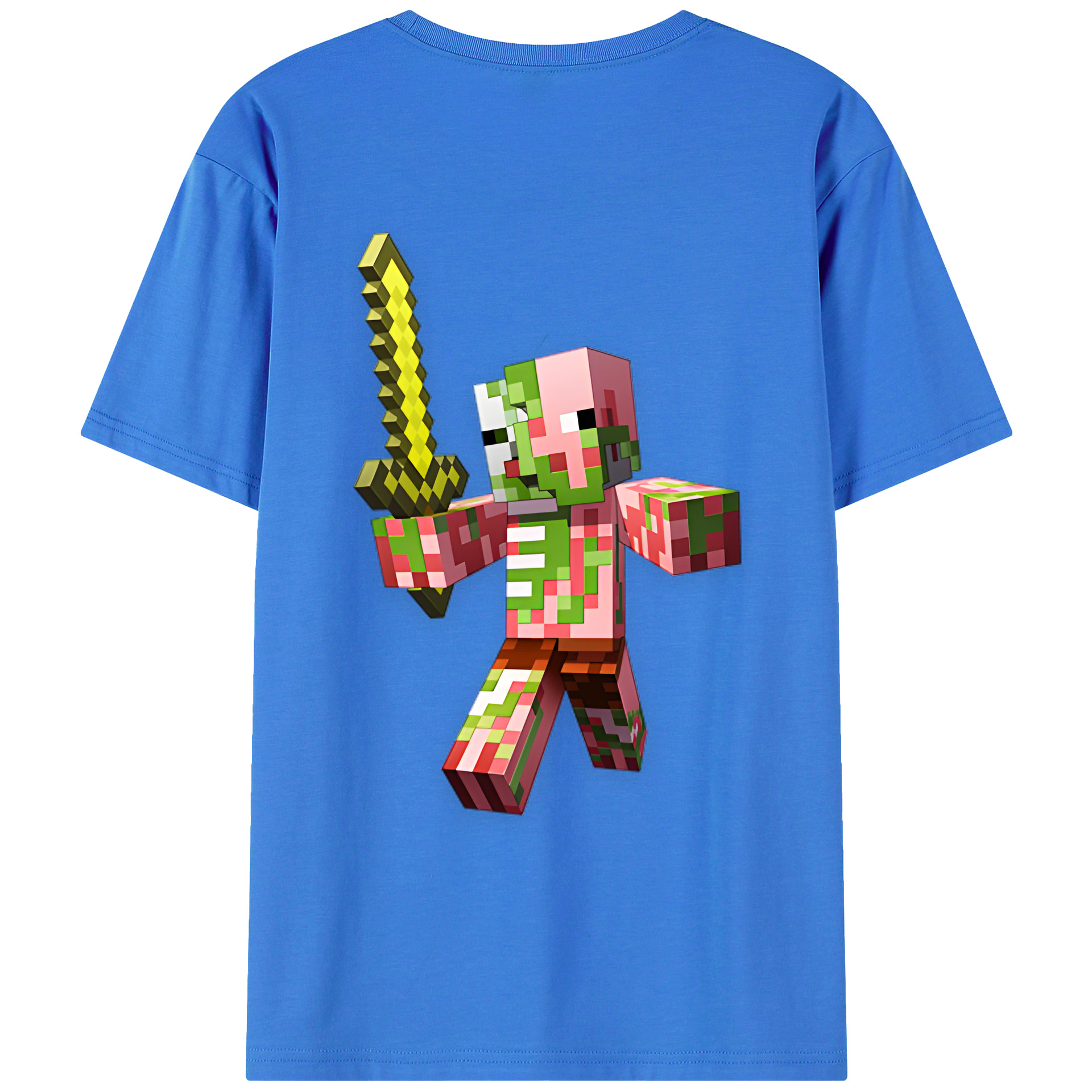 （画像用） マインクラフト ブロックの世界 Minecraft MC Block world 綿100％ メンズ半袖Tシャツ（バックプリント） 通気性
