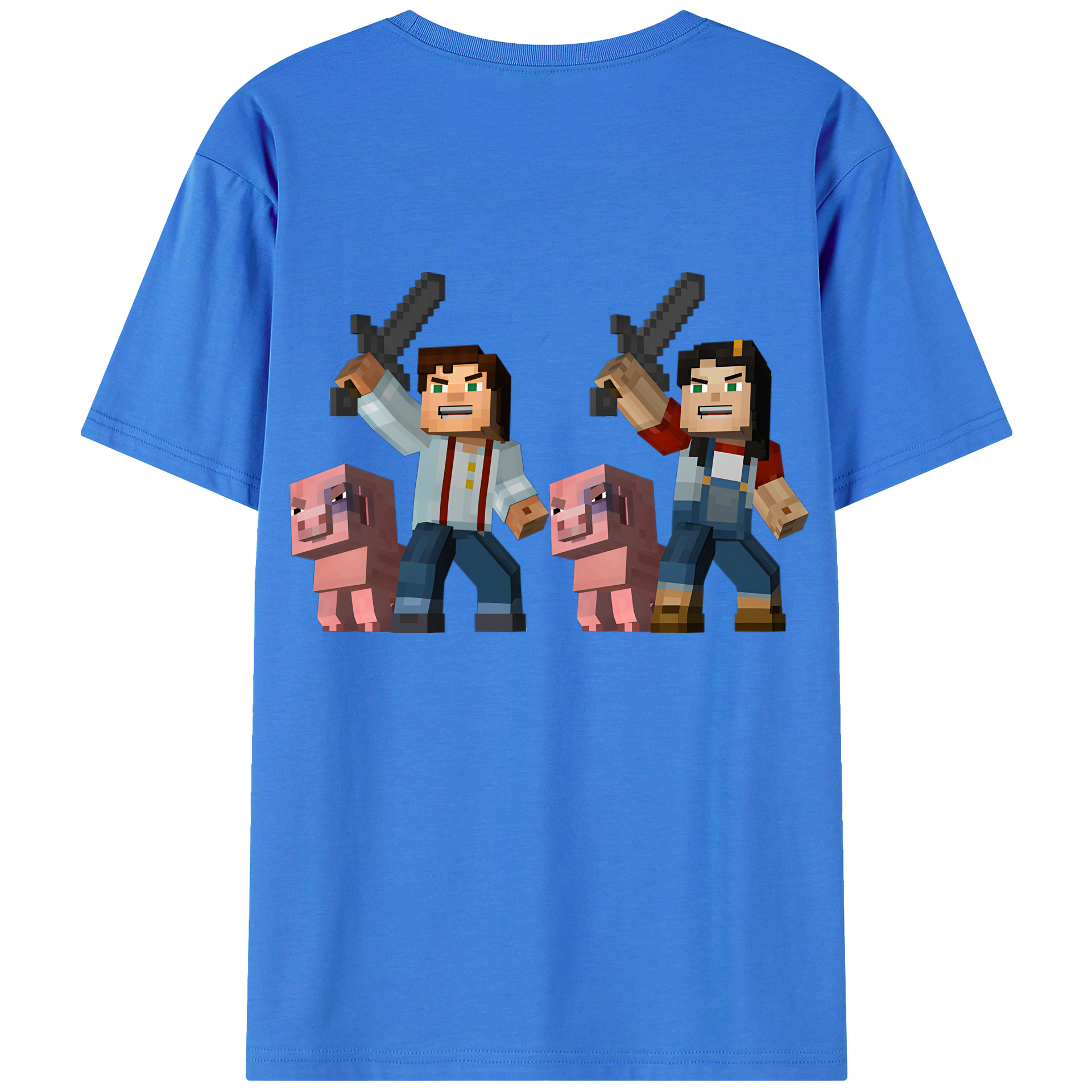 （画像用） マインクラフト ブロックの世界 Minecraft MC Block world 綿100％ メンズ半袖Tシャツ（バックプリント） 通気性