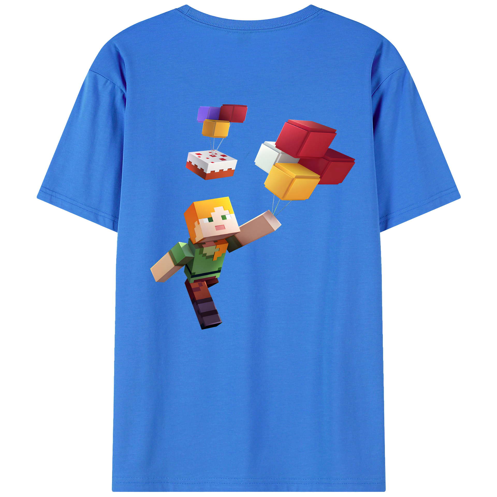 （画像用） マインクラフト ブロックの世界 Minecraft MC Block world 綿100％ メンズ半袖Tシャツ（バックプリント） 通気性