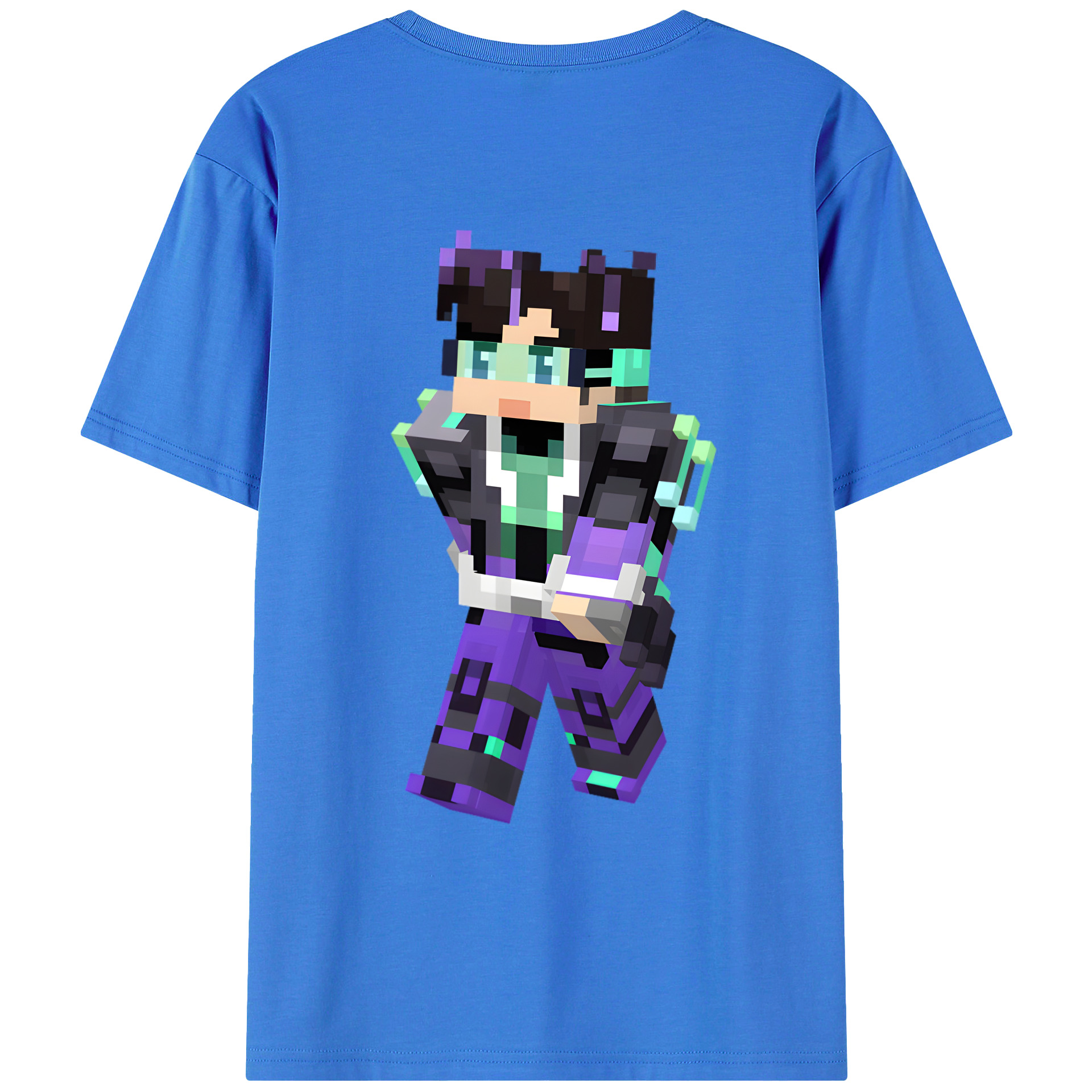 （画像用） マインクラフト ブロックの世界 Minecraft MC Block world 綿100％ メンズ半袖Tシャツ（バックプリント） 通気性