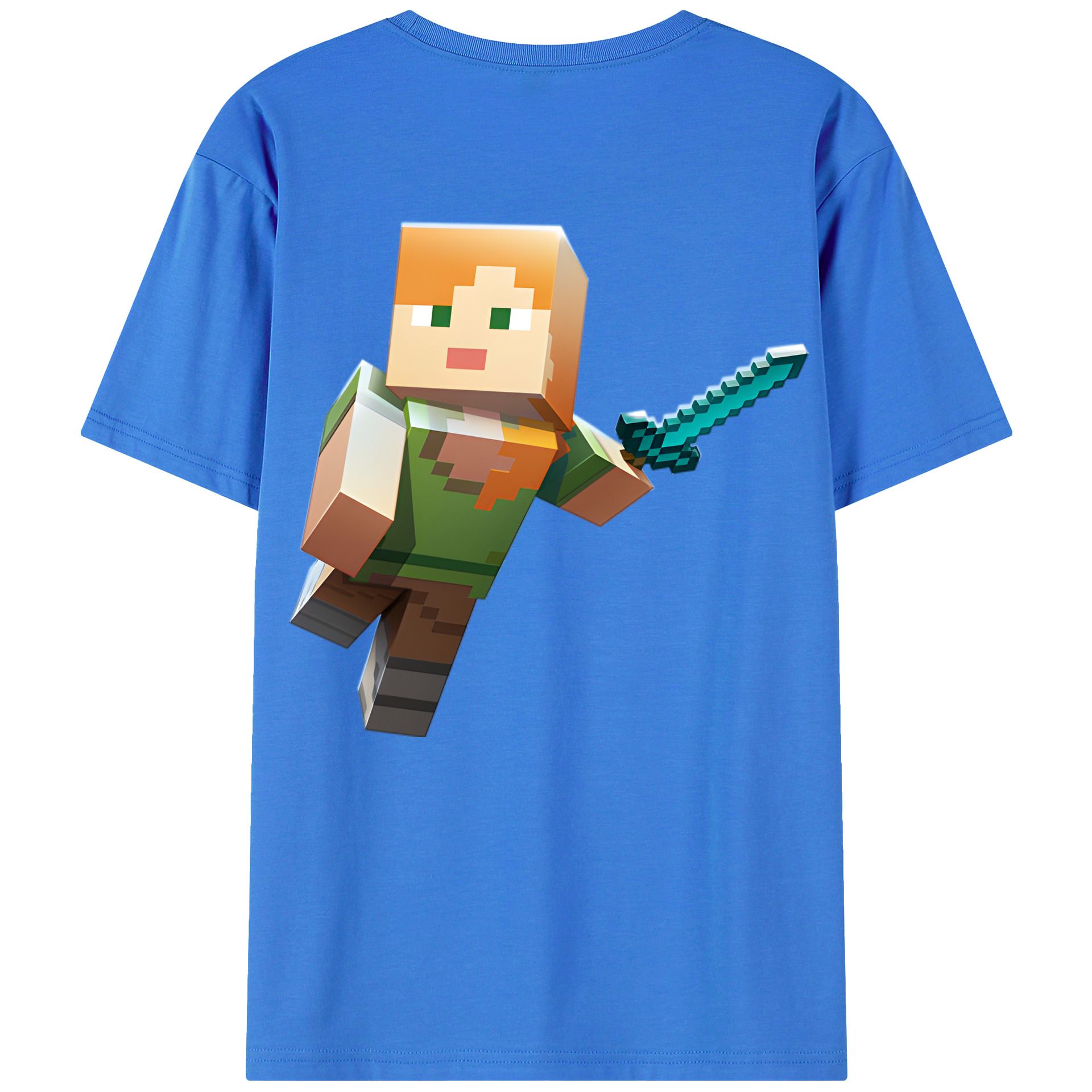 （画像用） マインクラフト ブロックの世界 Minecraft MC Block world 綿100％ メンズ半袖Tシャツ（バックプリント） 通気性