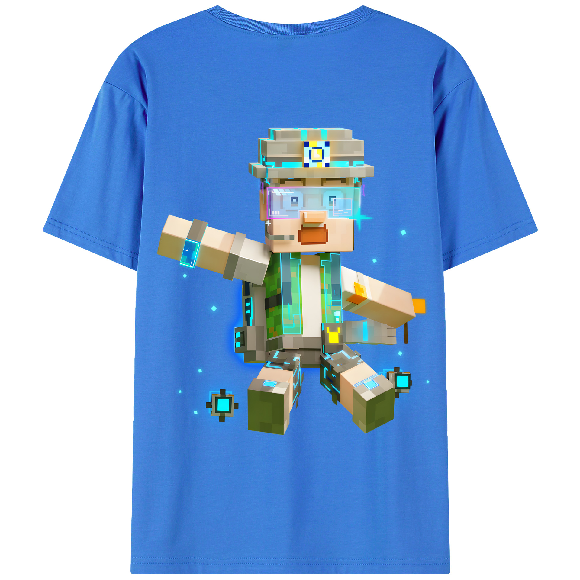 （画像用） マインクラフト ブロックの世界 Minecraft MC Block world 綿100％ メンズ半袖Tシャツ（バックプリント） 通気性