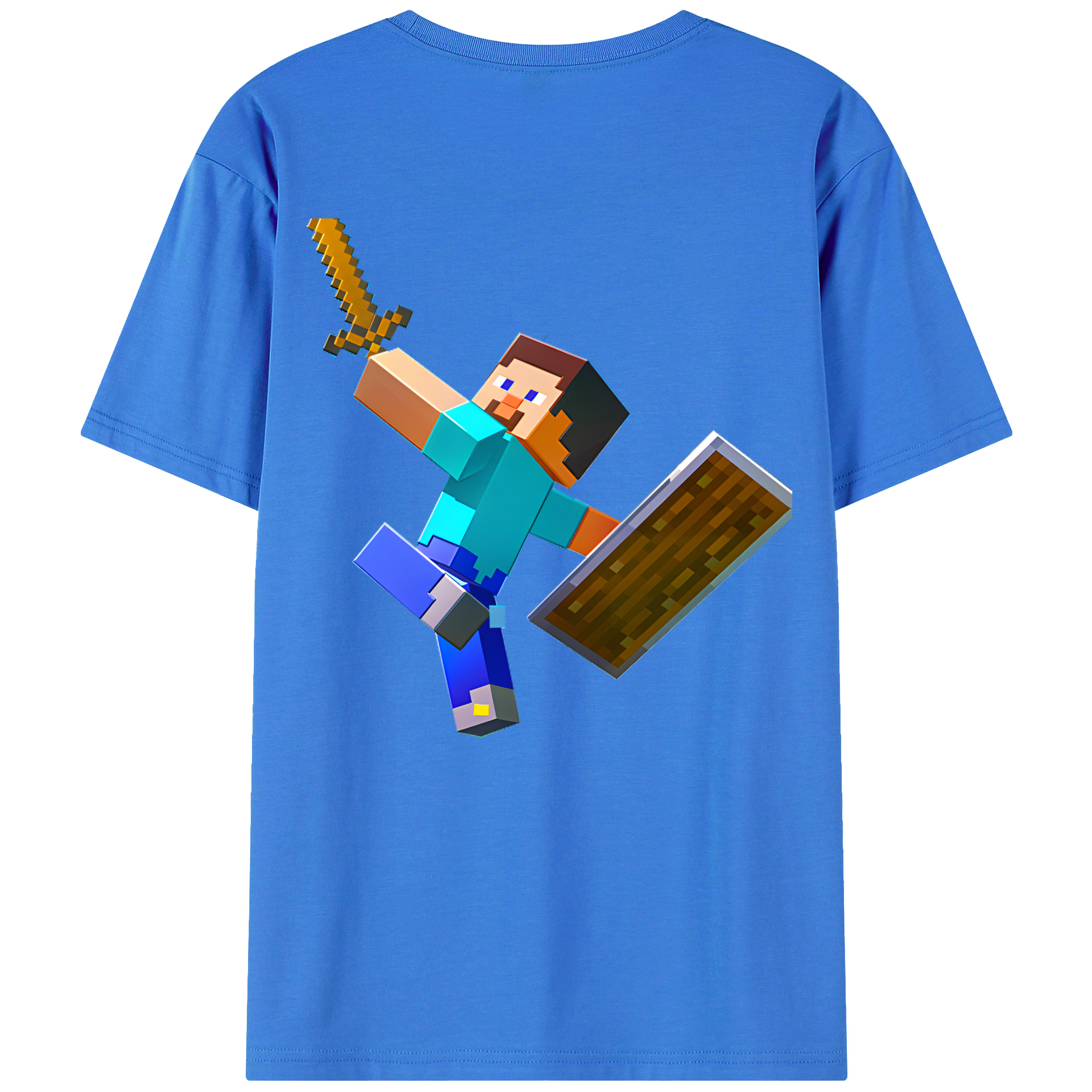 （画像用） マインクラフト ブロックの世界 Minecraft MC Block world 綿100％ メンズ半袖Tシャツ（バックプリント） 通気性