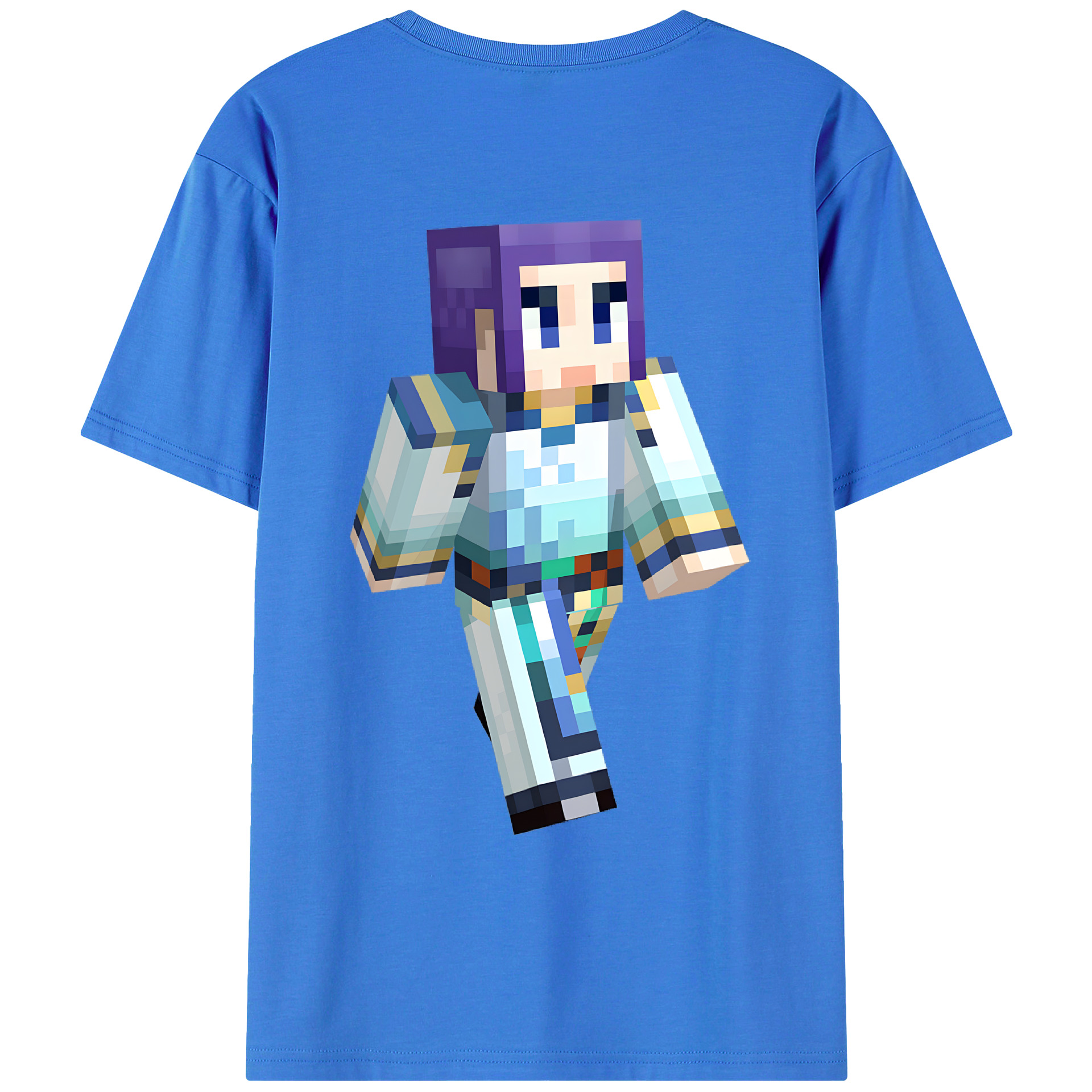 （画像用） マインクラフト ブロックの世界 Minecraft MC Block world 綿100％ メンズ半袖Tシャツ（バックプリント） 通気性