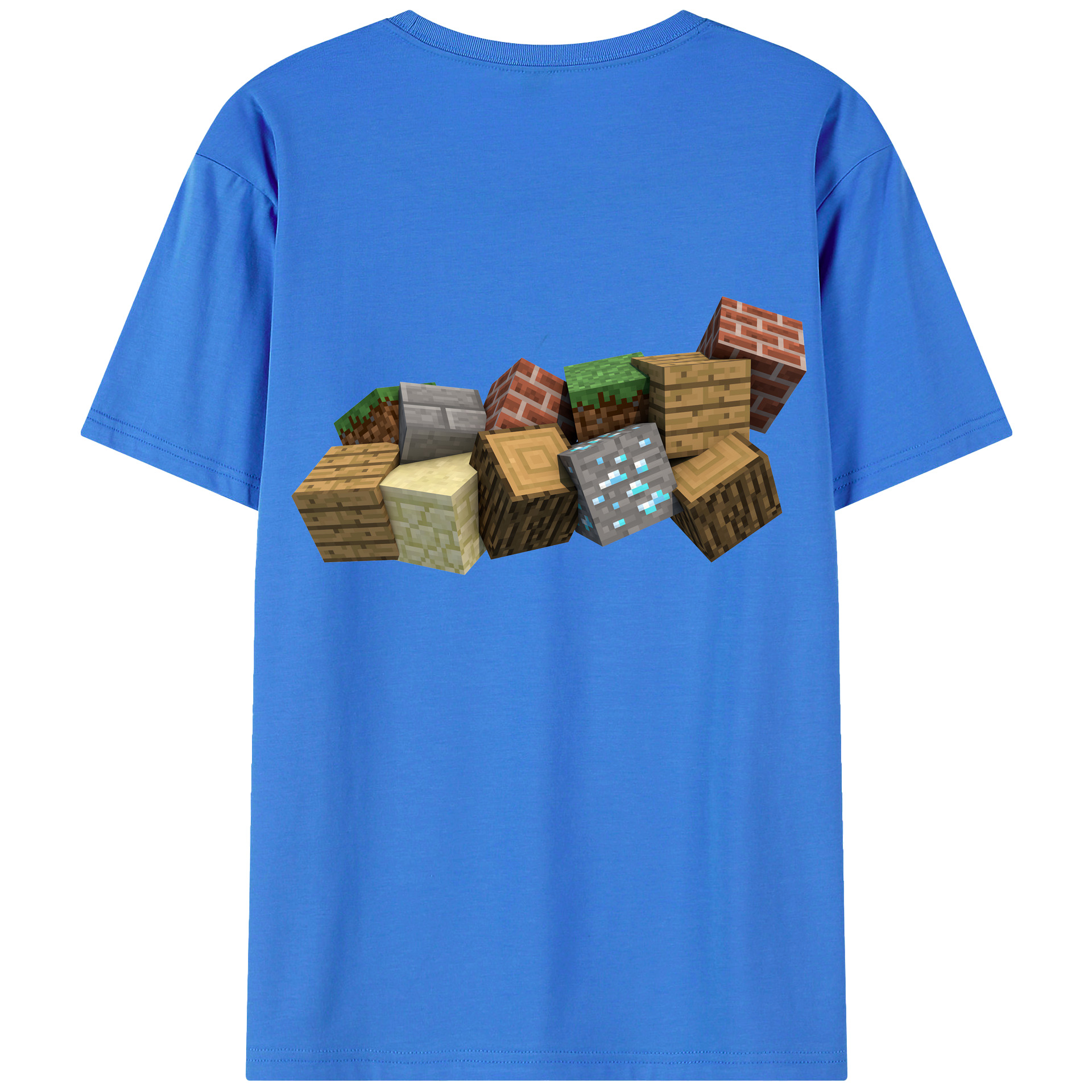 （画像用） マインクラフト ブロックの世界 Minecraft MC Block world 綿100％ メンズ半袖Tシャツ（バックプリント） 通気性