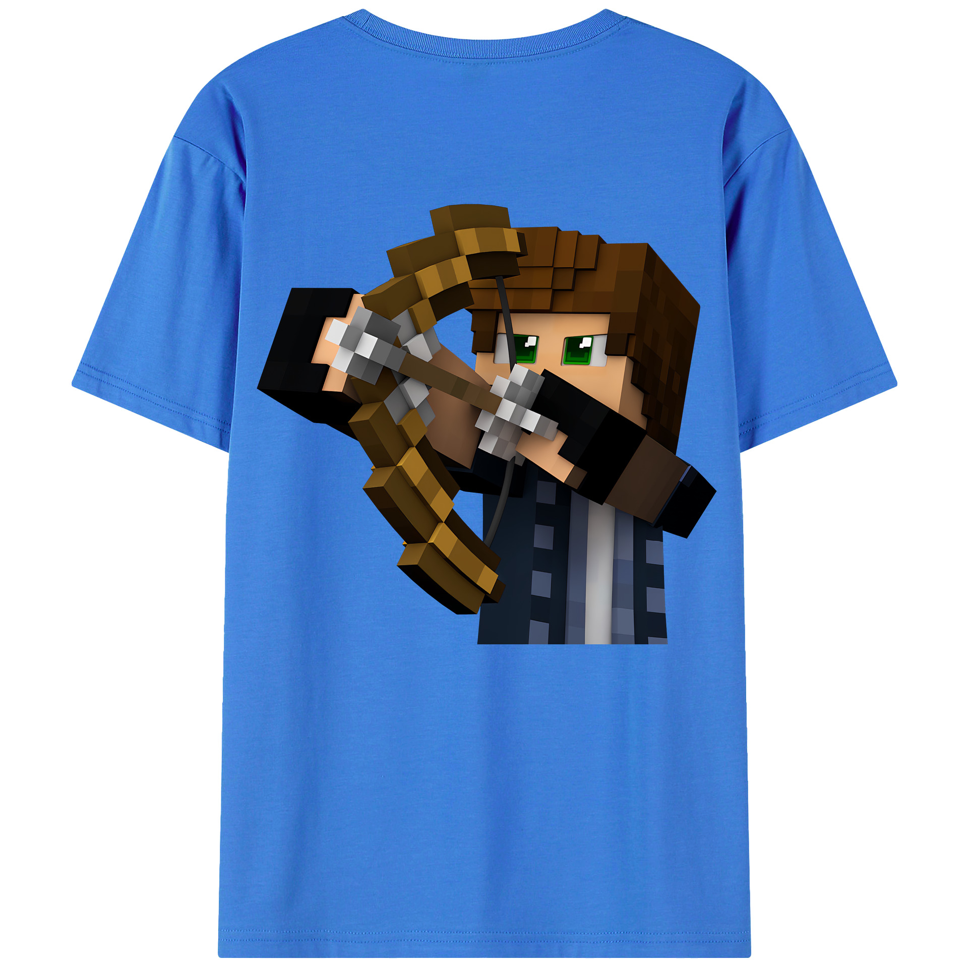 （画像用） マインクラフト ブロックの世界 Minecraft MC Block world 綿100％ メンズ半袖Tシャツ（バックプリント） 通気性