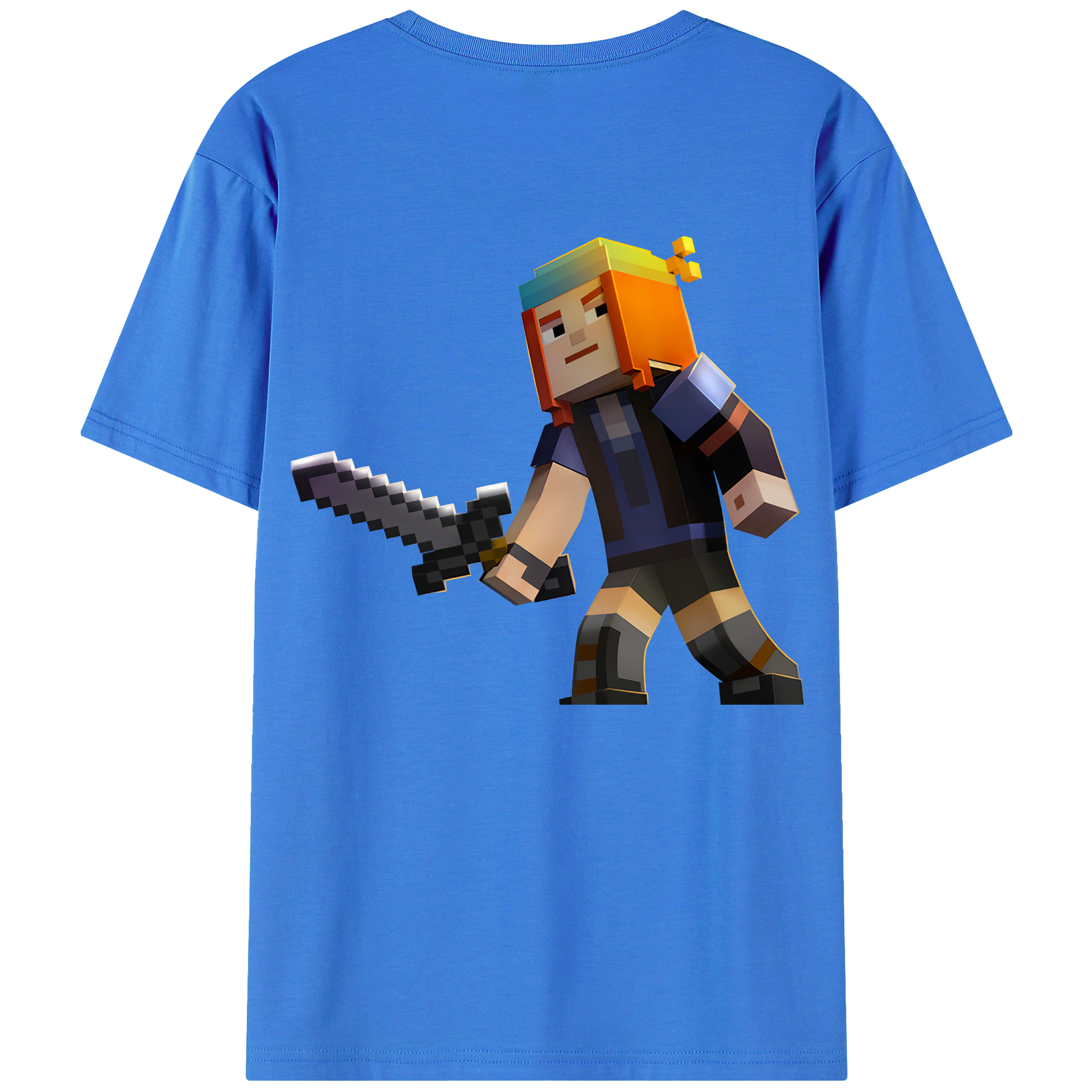 （画像用） マインクラフト ブロックの世界 Minecraft MC Block world 綿100％ メンズ半袖Tシャツ（バックプリント） 通気性