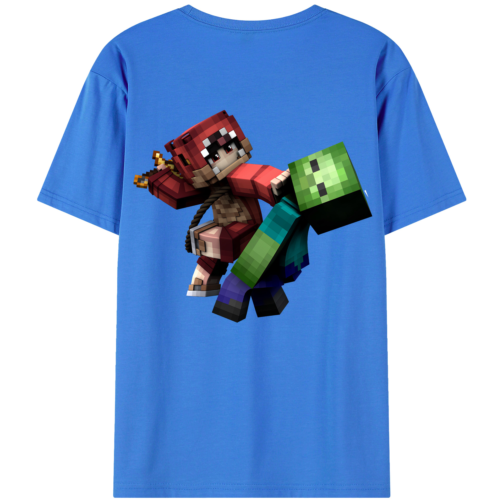 （画像用） マインクラフト ブロックの世界 Minecraft MC Block world 綿100％ メンズ半袖Tシャツ（バックプリント） 通気性
